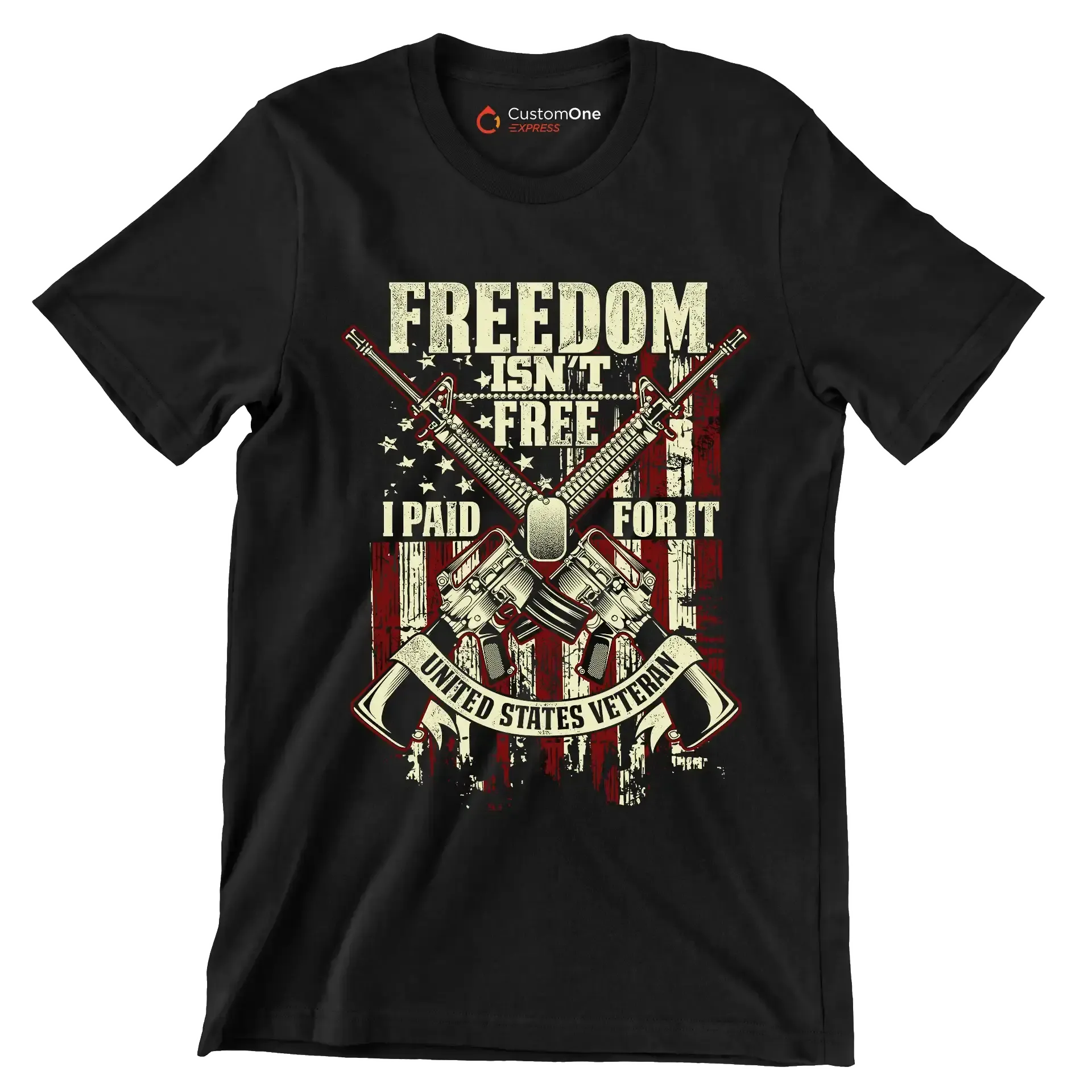 Freedom isn't free I paid for it united states veteran - Veterans Themed T-Shirt-Black-S-Custom One Express