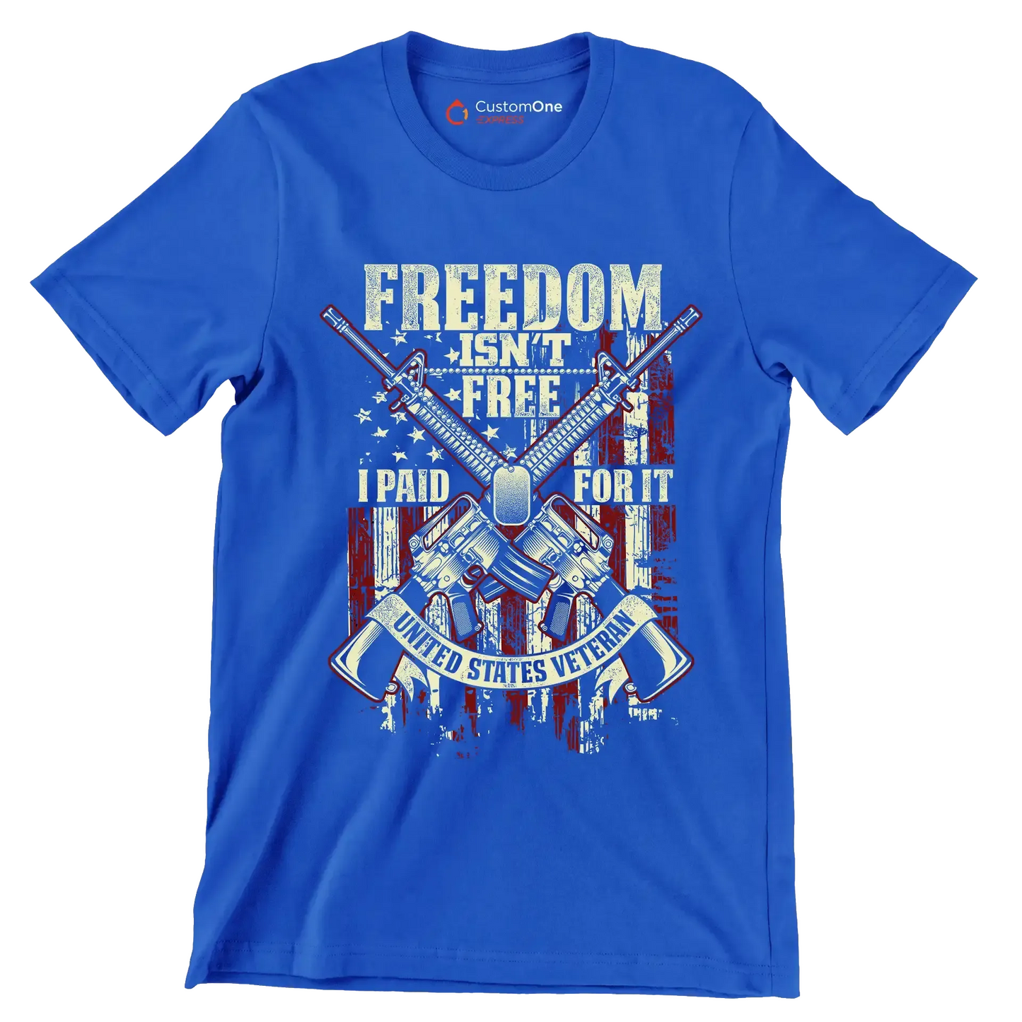 Freedom isn't free I paid for it united states veteran - Veterans Themed T-Shirt-Blue-S-Custom One Express
