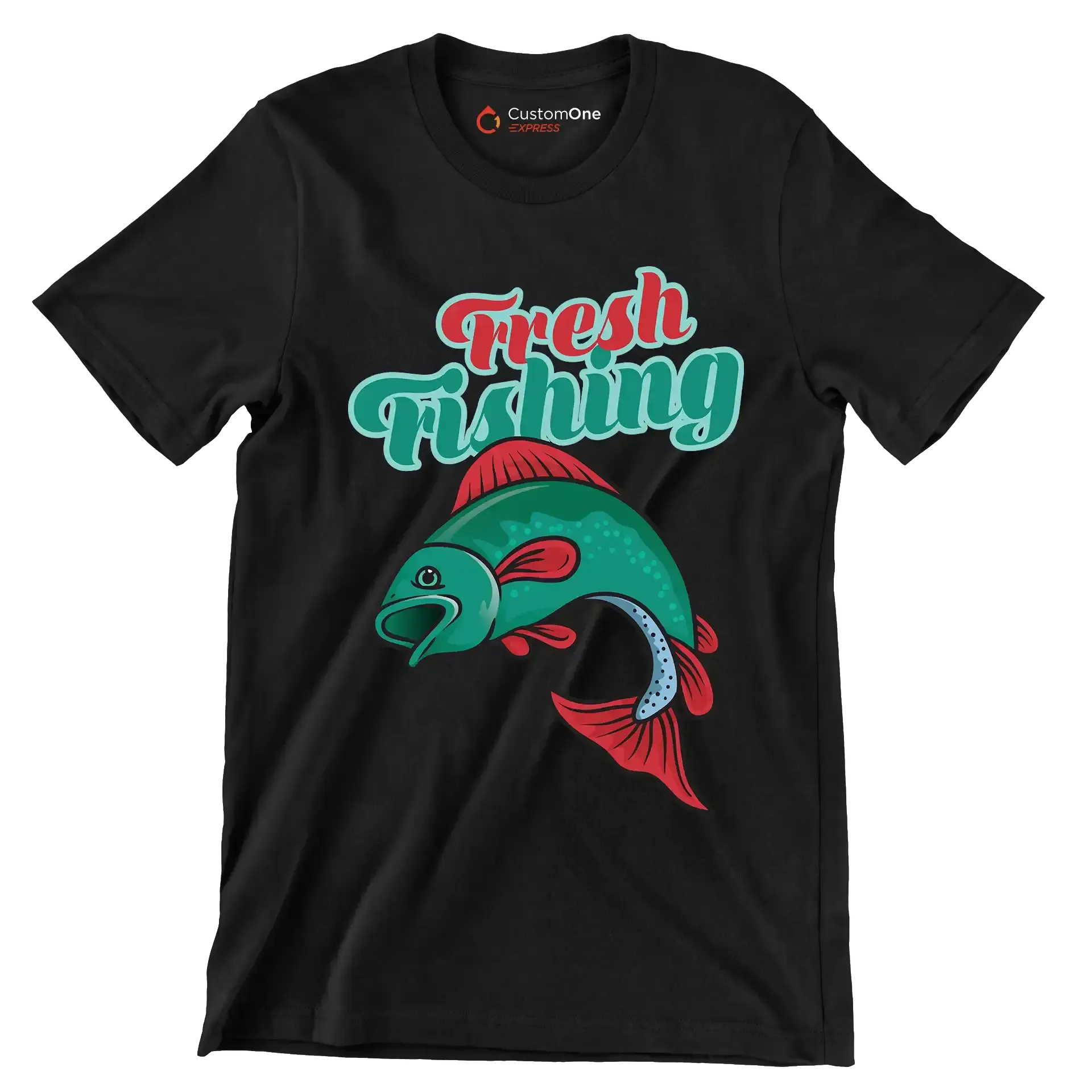 Fresh fishing - Fishing Themed T-Shirt-Black-S-Custom One Express