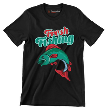 Fresh fishing - Fishing Themed T-Shirt-Black-S-Custom One Express