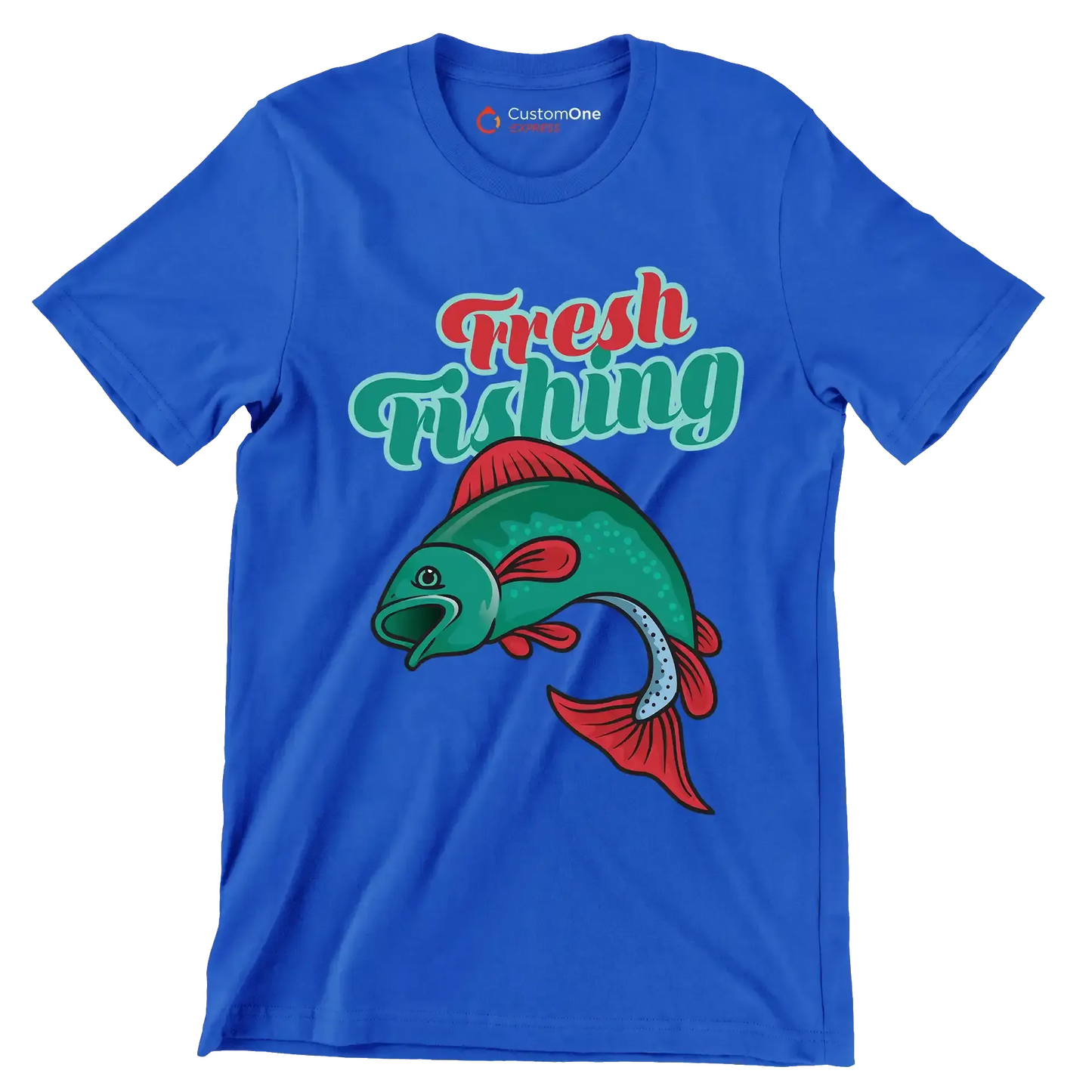 Fresh fishing - Fishing Themed T-Shirt-Blue-S-Custom One Express