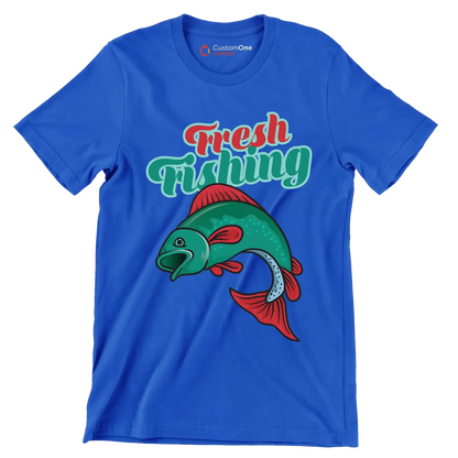 Fresh fishing - Fishing Themed T-Shirt-Blue-S-Custom One Express