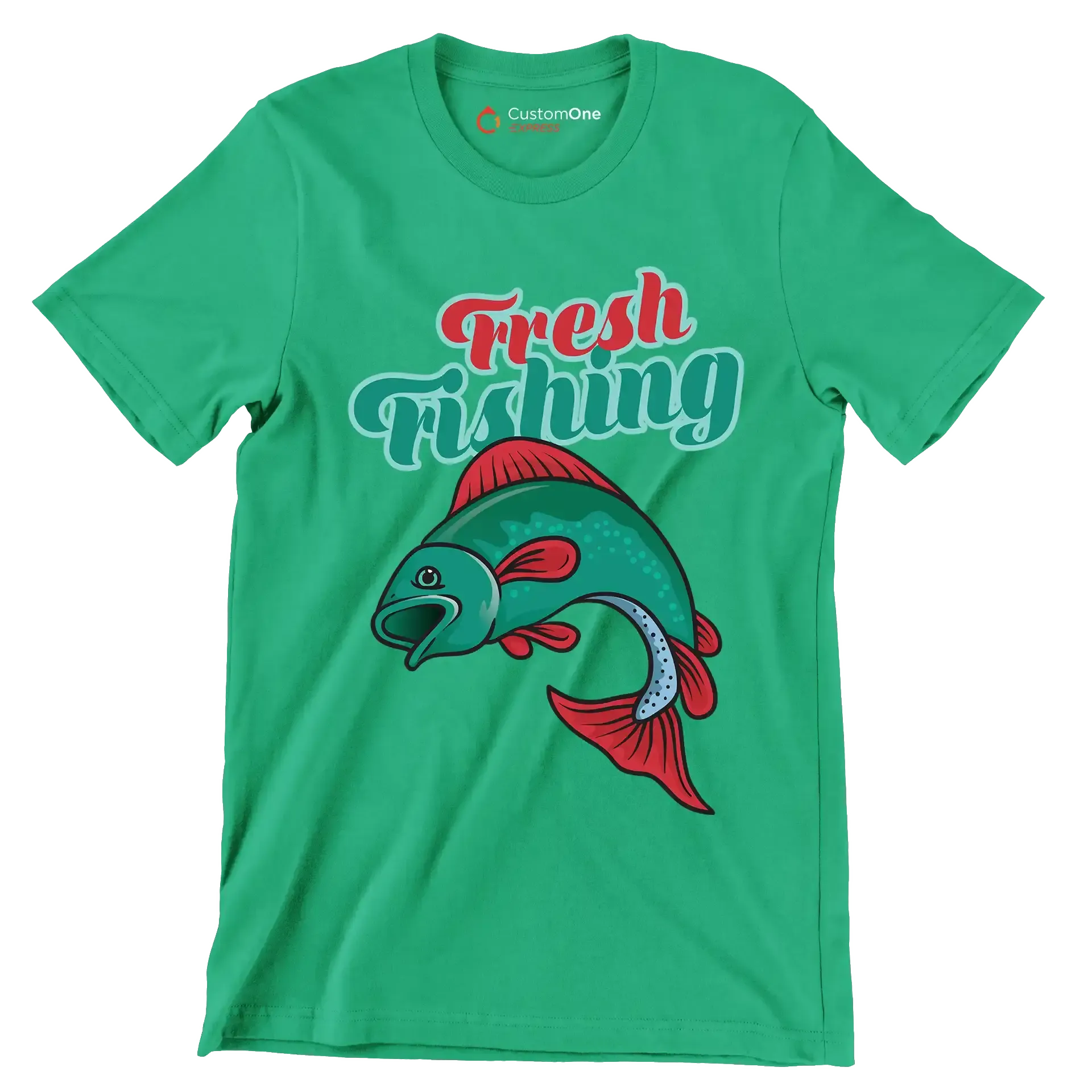 Fresh fishing - Fishing Themed T-Shirt-Green-S-Custom One Express