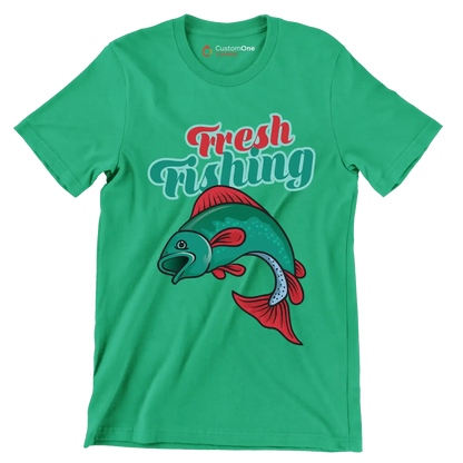Fresh fishing - Fishing Themed T-Shirt-Green-S-Custom One Express