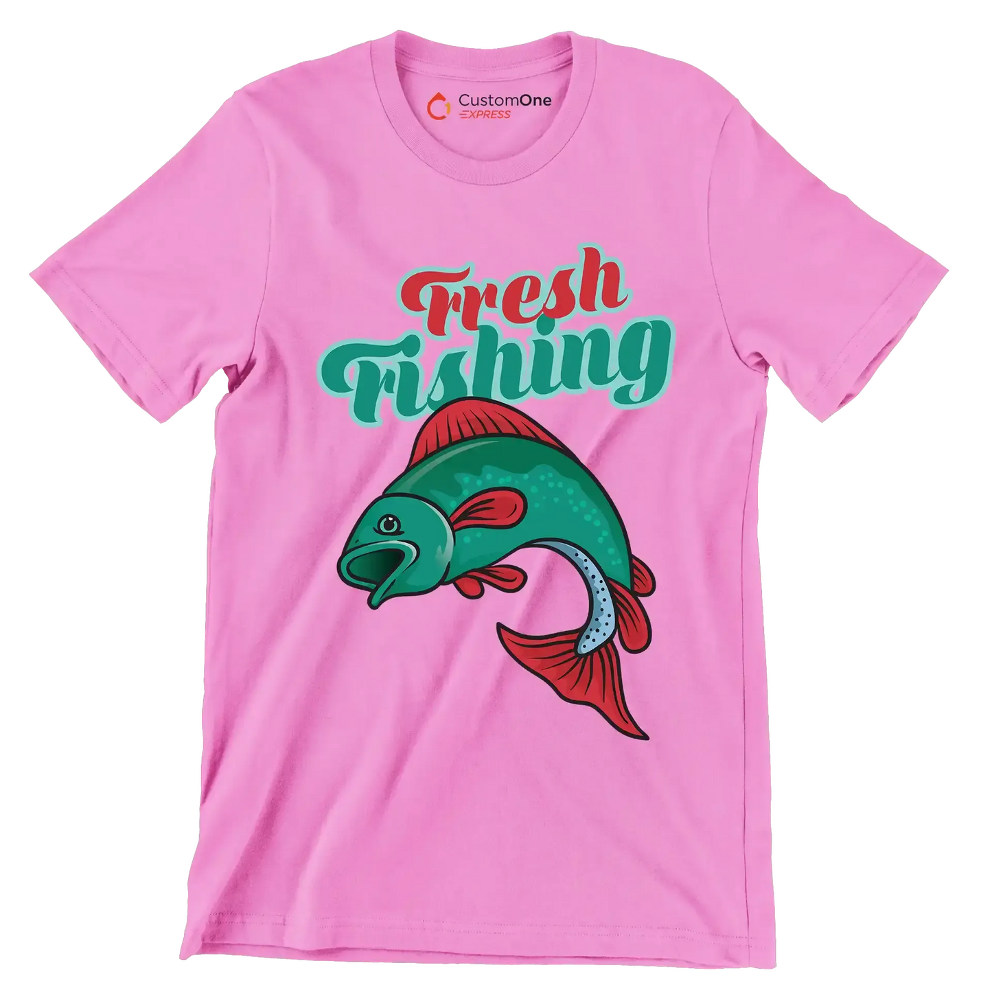 Fresh fishing - Fishing Themed T-Shirt-Pink-S-Custom One Express