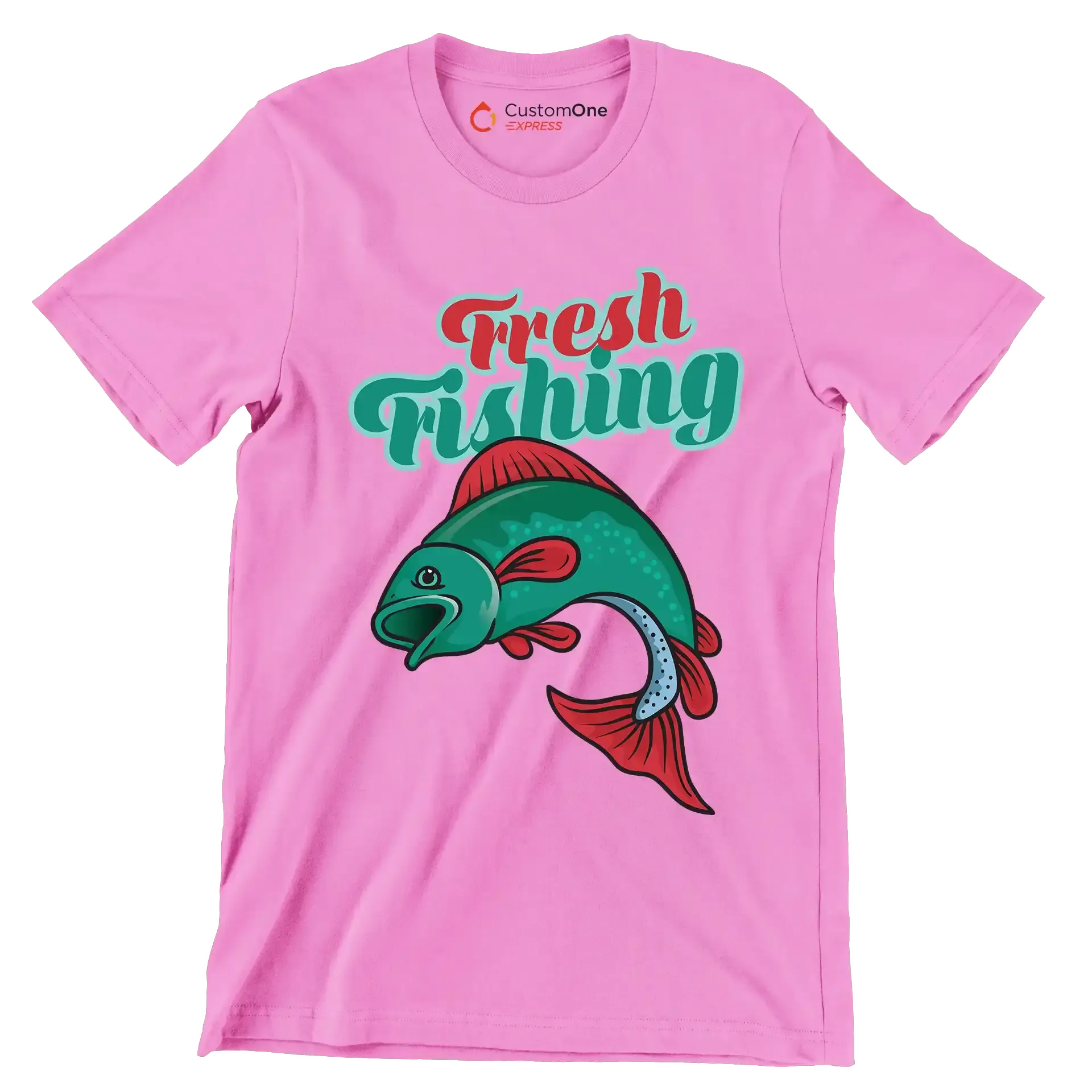 Fresh fishing - Fishing Themed T-Shirt-Pink-S-Custom One Express
