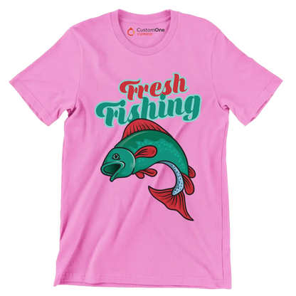 Fresh fishing - Fishing Themed T-Shirt-Pink-S-Custom One Express