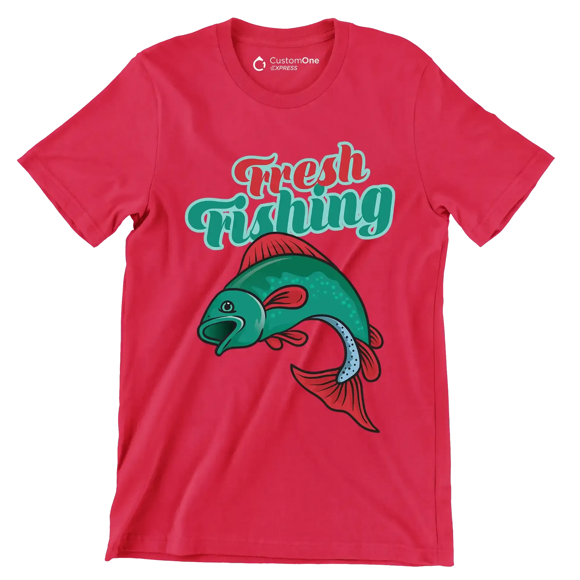 Fresh fishing - Fishing Themed T-Shirt-Red-S-Custom One Express