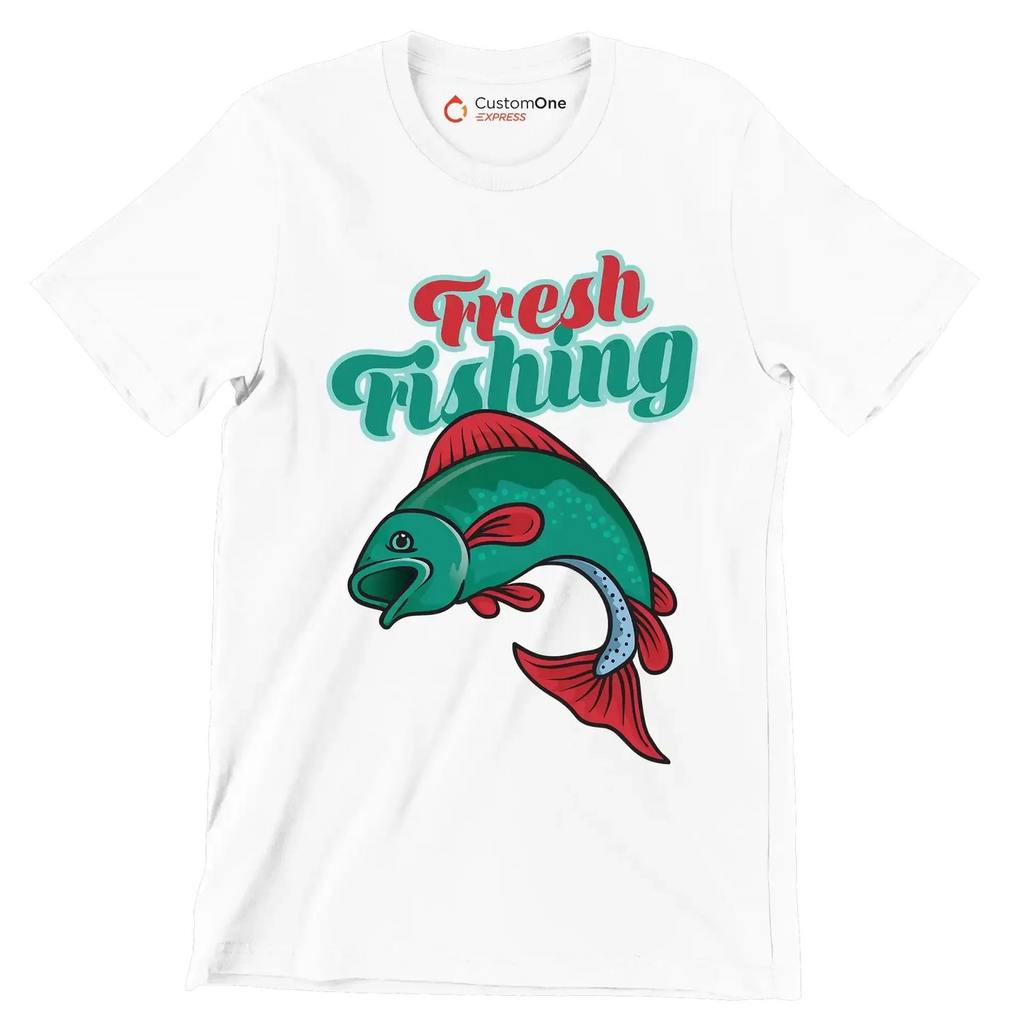 Fresh fishing - Fishing Themed T-Shirt-White-S-Custom One Express