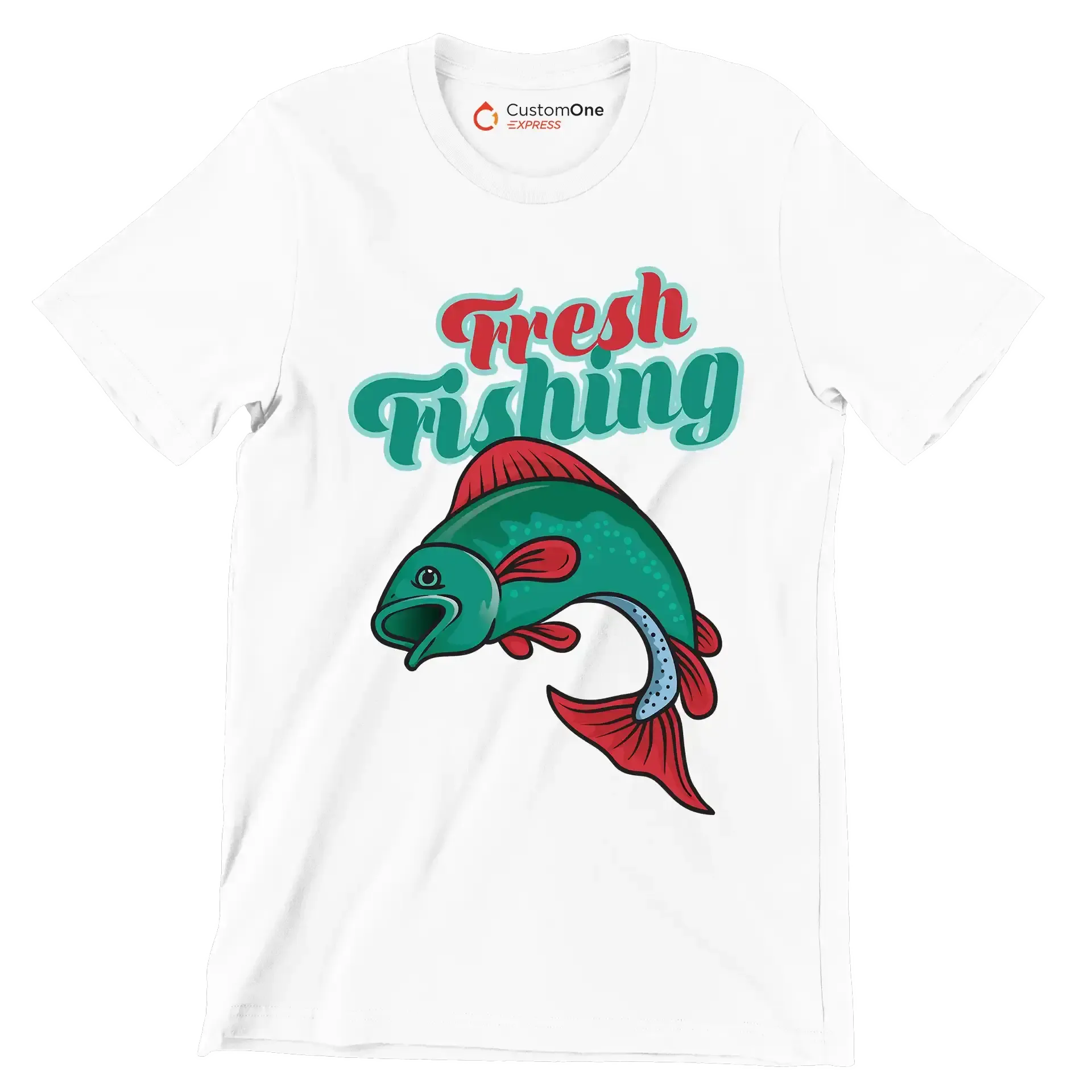 Fresh fishing - Fishing Themed T-Shirt-White-S-Custom One Express