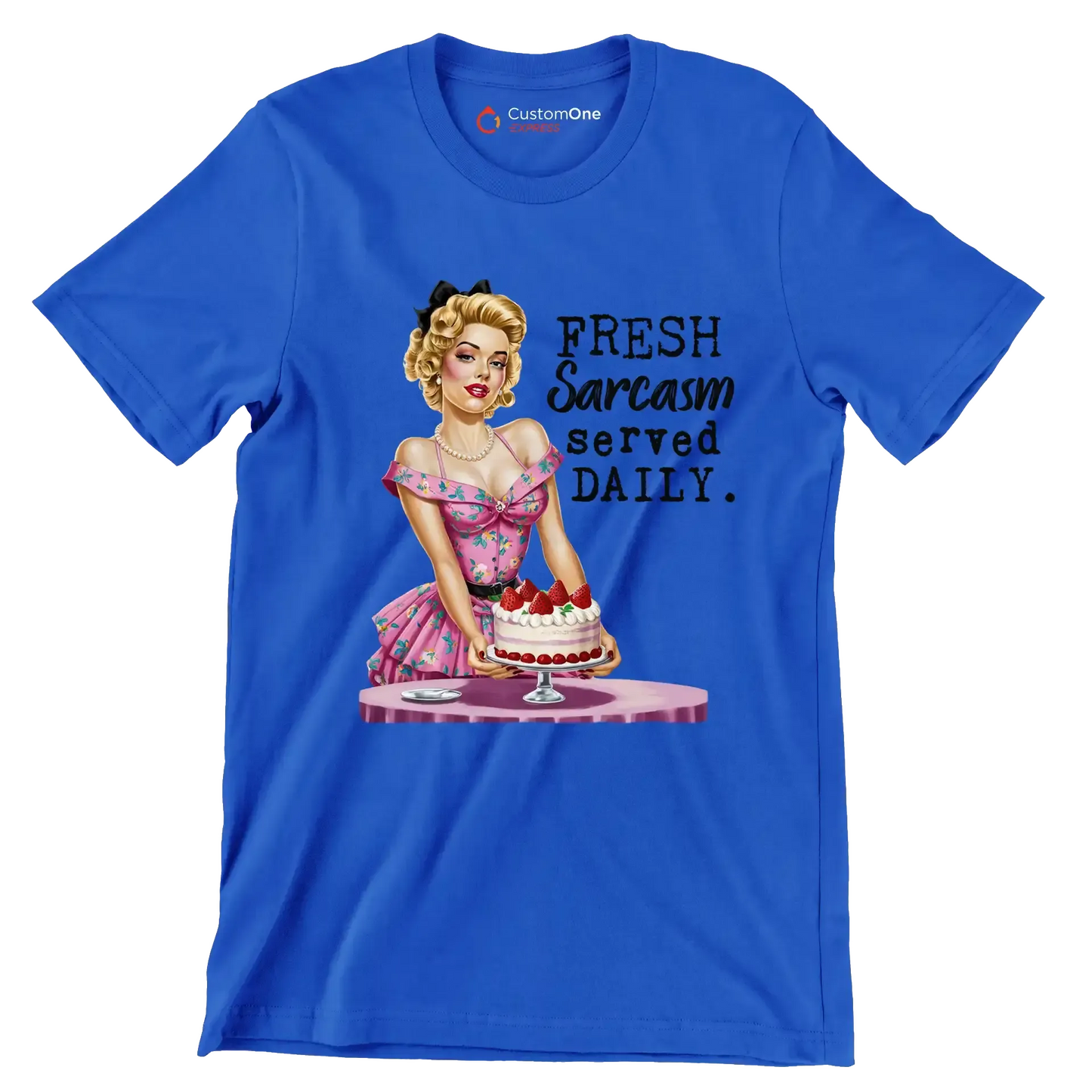 Fresh sarcasm served daily - Retro Themed T-Shirt-Blue-S-Custom One Express