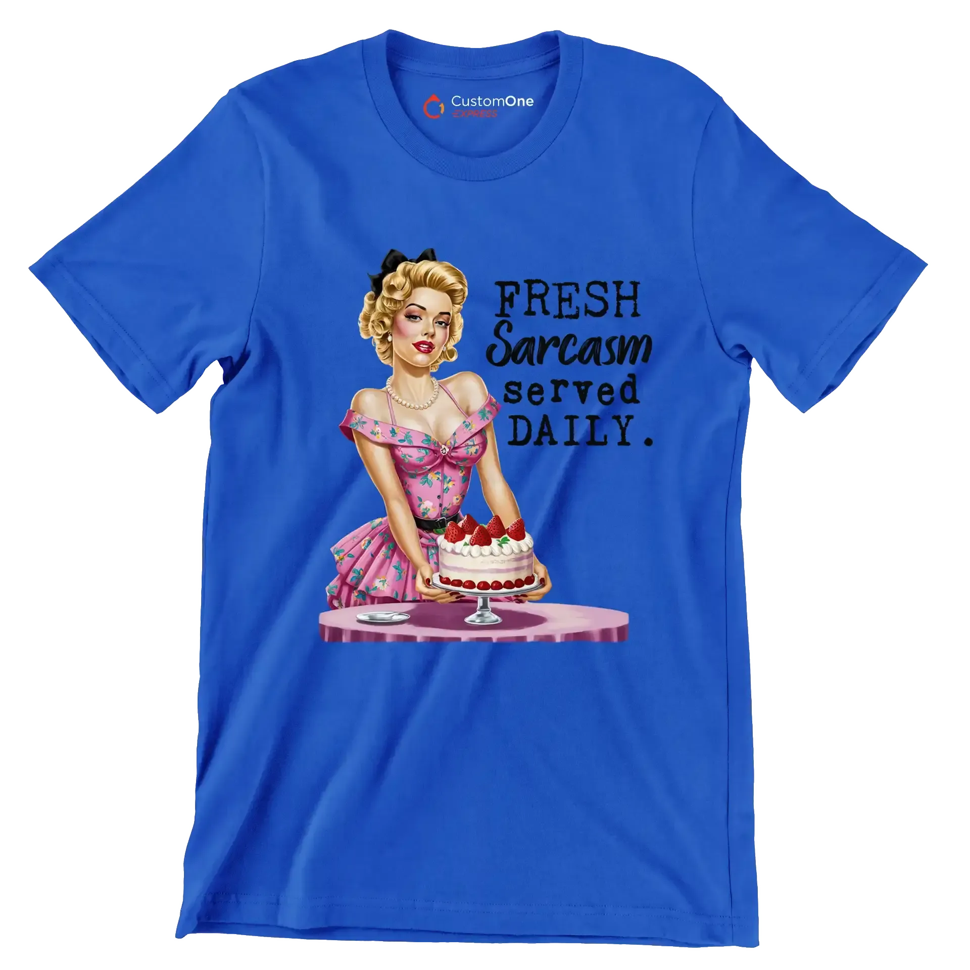 Fresh sarcasm served daily - Retro Themed T-Shirt-Blue-S-Custom One Express