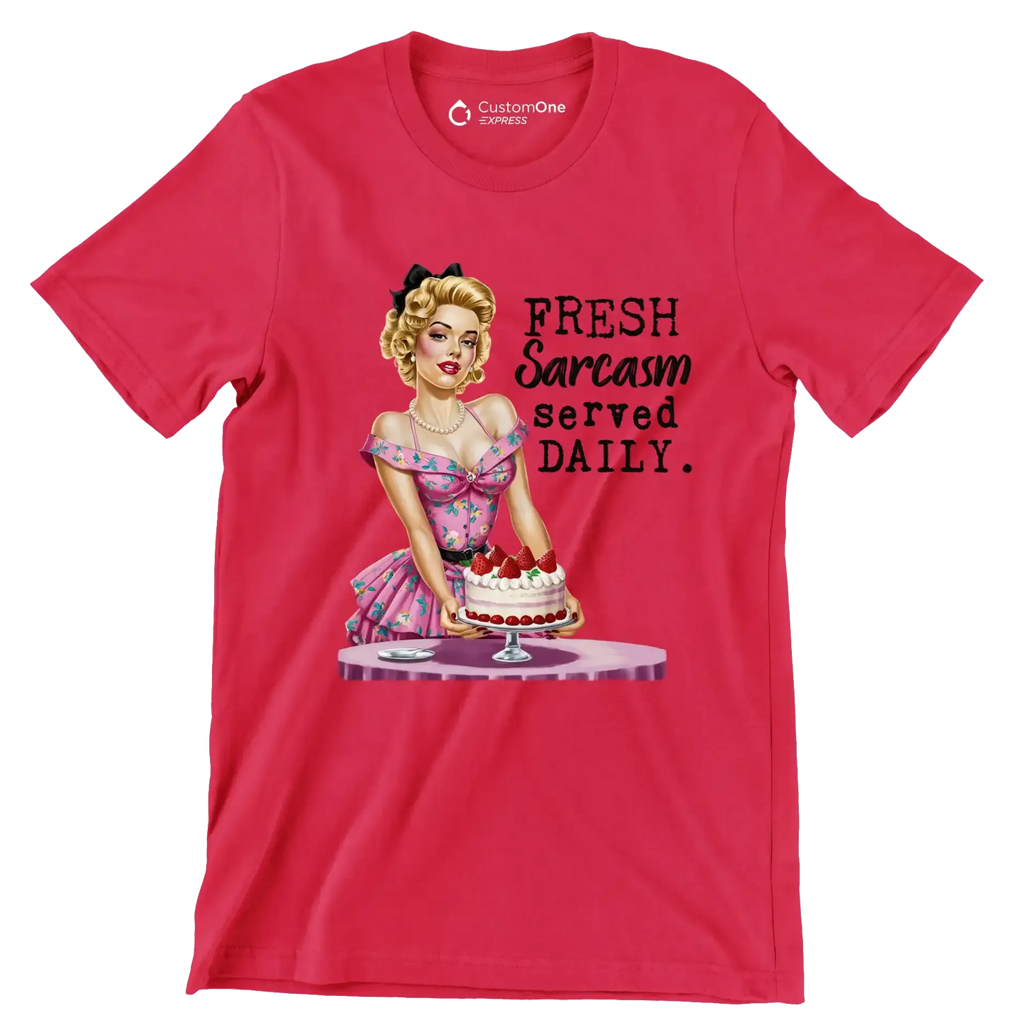 Fresh sarcasm served daily - Retro Themed T-Shirt-Red-S-Custom One Express