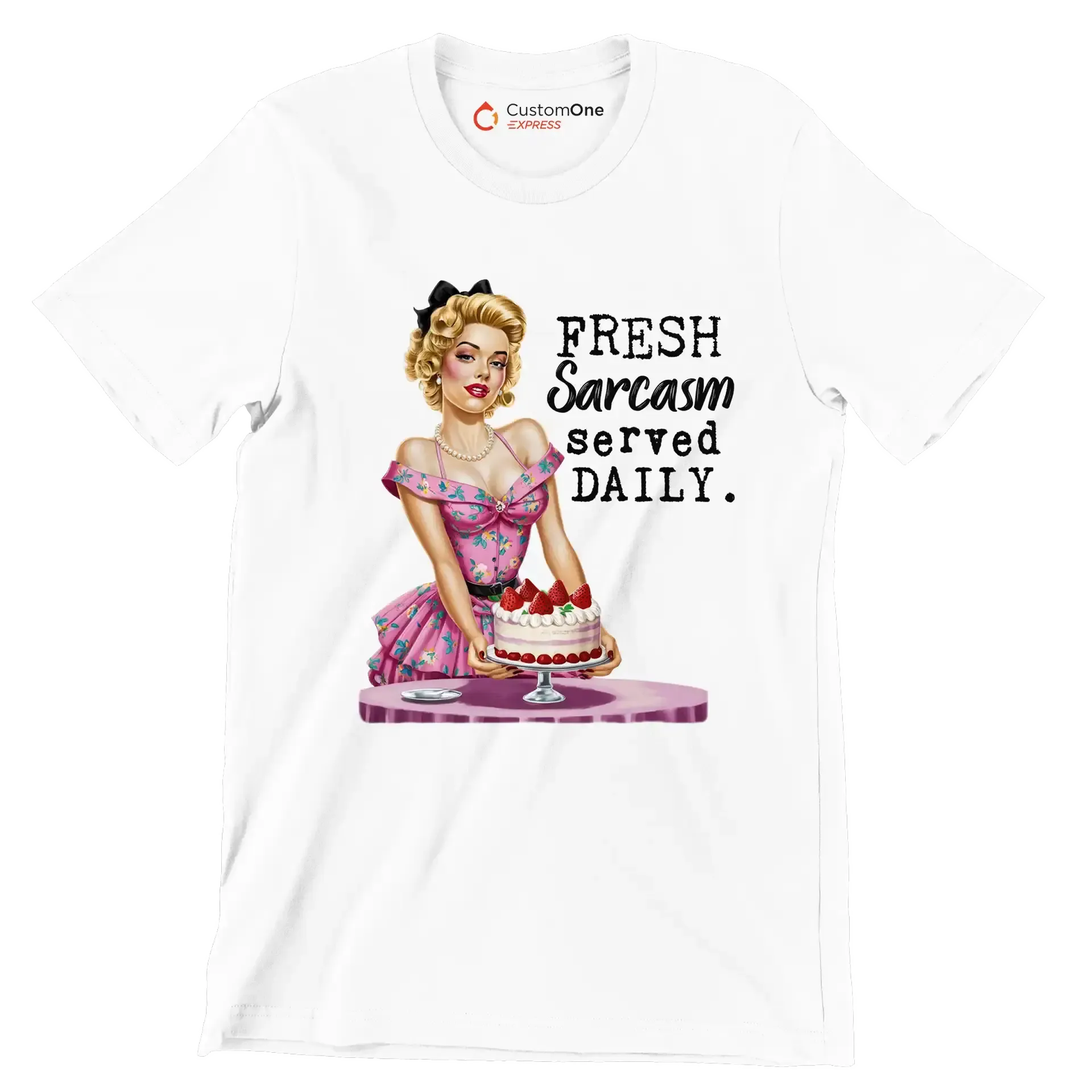 Fresh sarcasm served daily - Retro Themed T-Shirt-White-S-Custom One Express