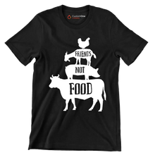 Friends not food - Vegan Themed T-Shirt-Black-S-Custom One Express