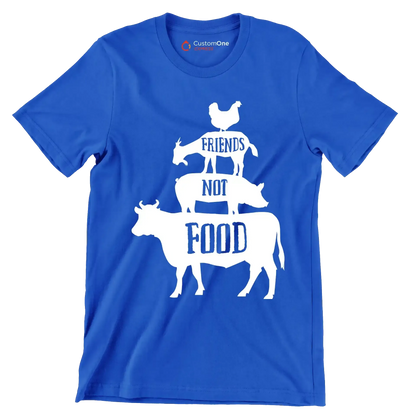 Friends not food - Vegan Themed T-Shirt-Blue-S-Custom One Express