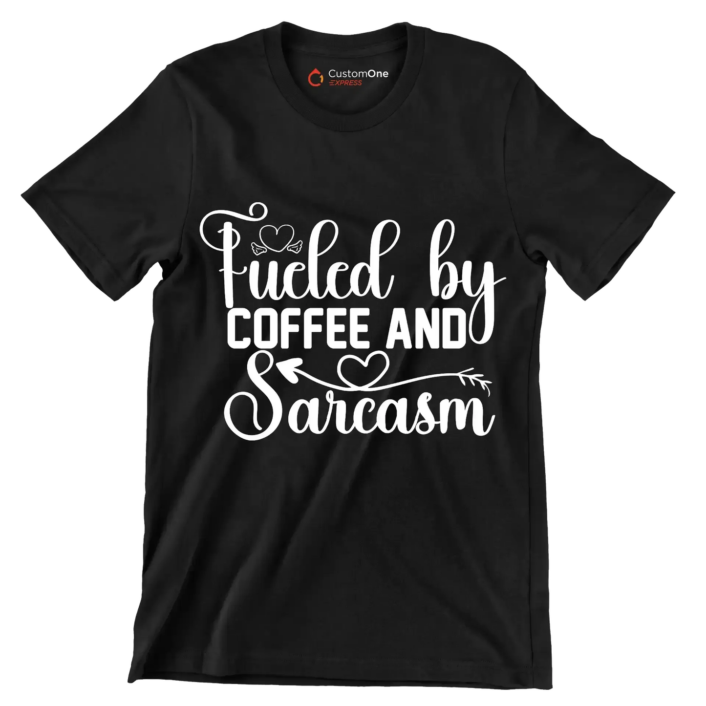 Fueled by coffee and sarcasm - Sarcasm Themed T-Shirt-Black-S-Custom One Express