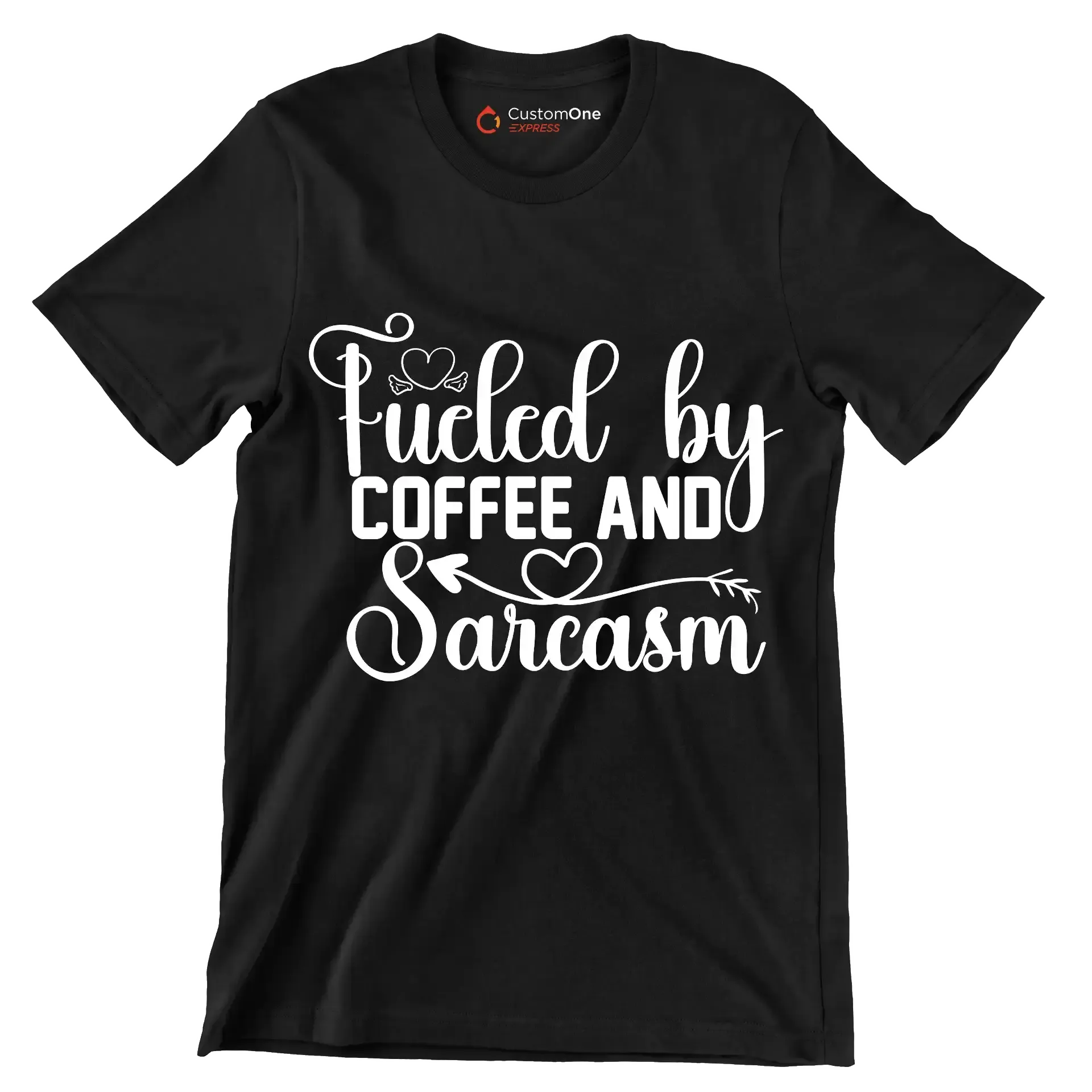 Fueled by coffee and sarcasm - Sarcasm Themed T-Shirt-Black-S-Custom One Express