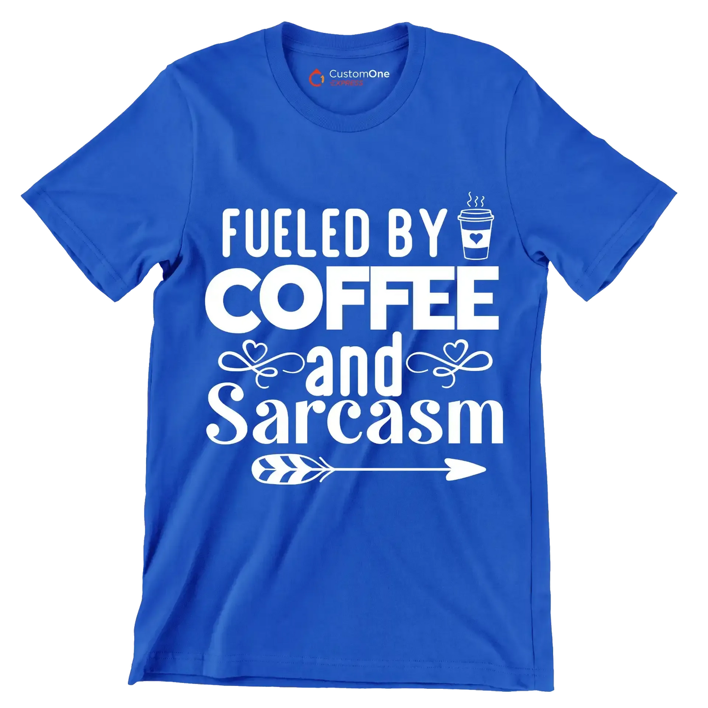 Fueled by coffee and sarcasm - Sarcasm Themed T-Shirt-Blue-S-Custom One Express