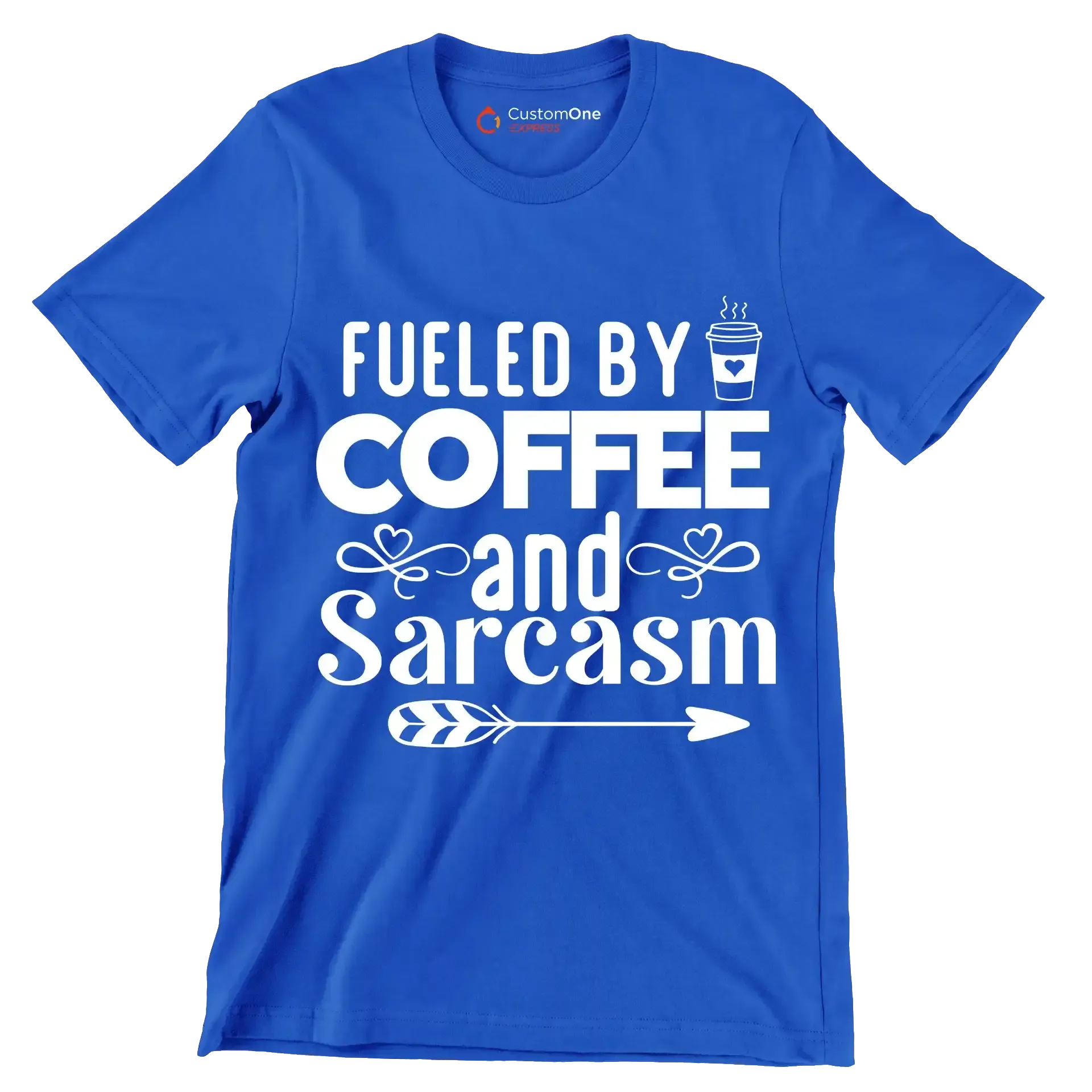 Fueled by coffee and sarcasm - Sarcasm Themed T-Shirt-Blue-S-Custom One Express