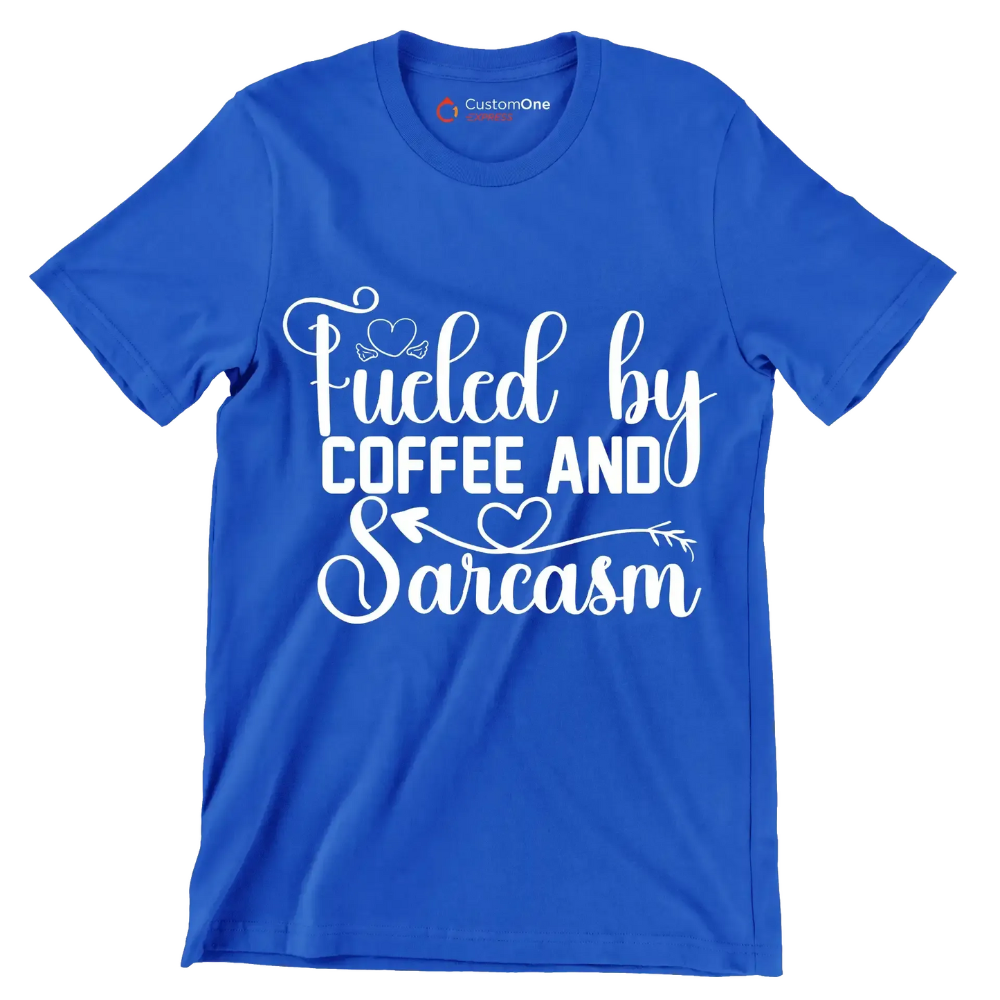 Fueled by coffee and sarcasm - Sarcasm Themed T-Shirt-Blue-S-Custom One Express