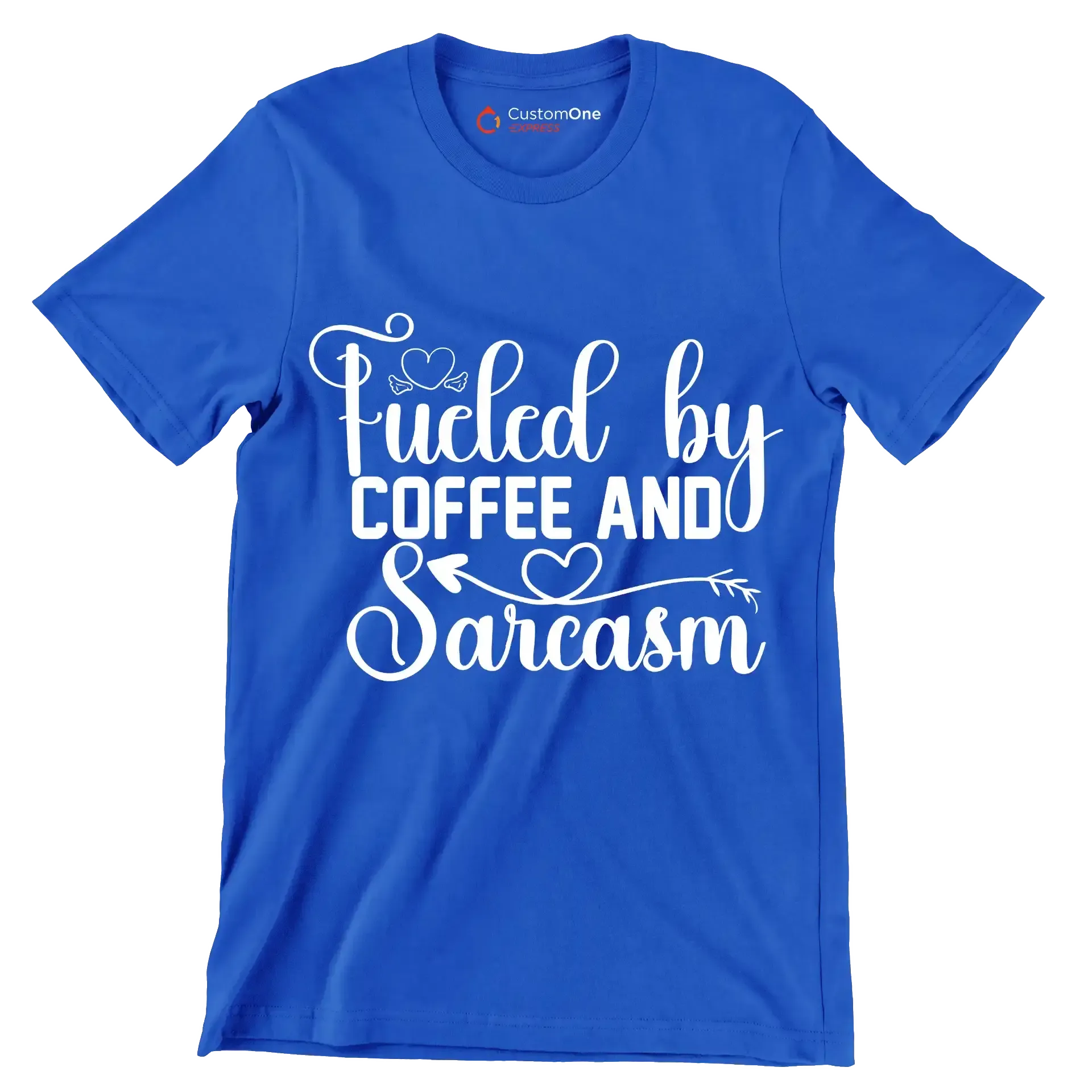 Fueled by coffee and sarcasm - Sarcasm Themed T-Shirt-Blue-S-Custom One Express