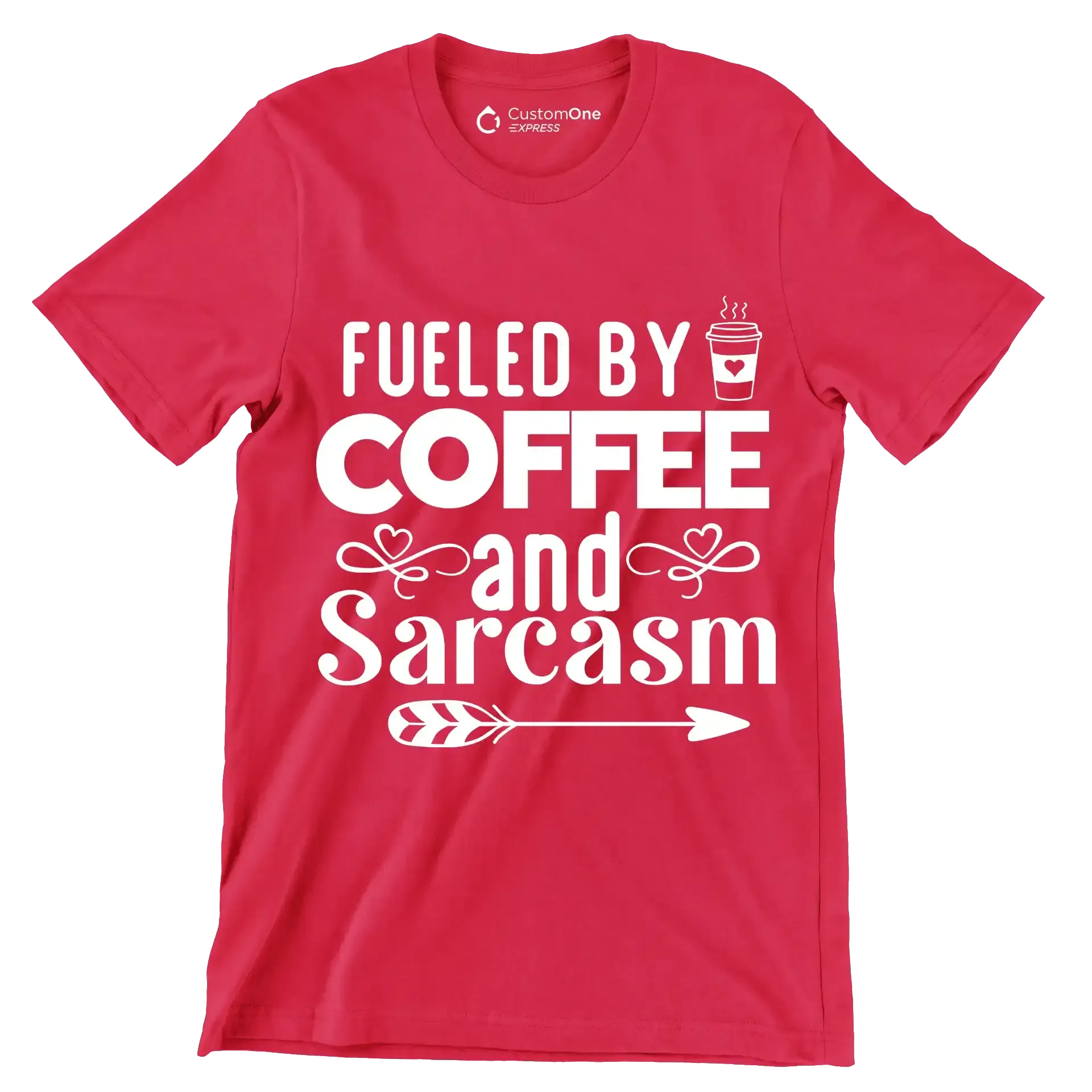 Fueled by coffee and sarcasm - Sarcasm Themed T-Shirt-Red-S-Custom One Express