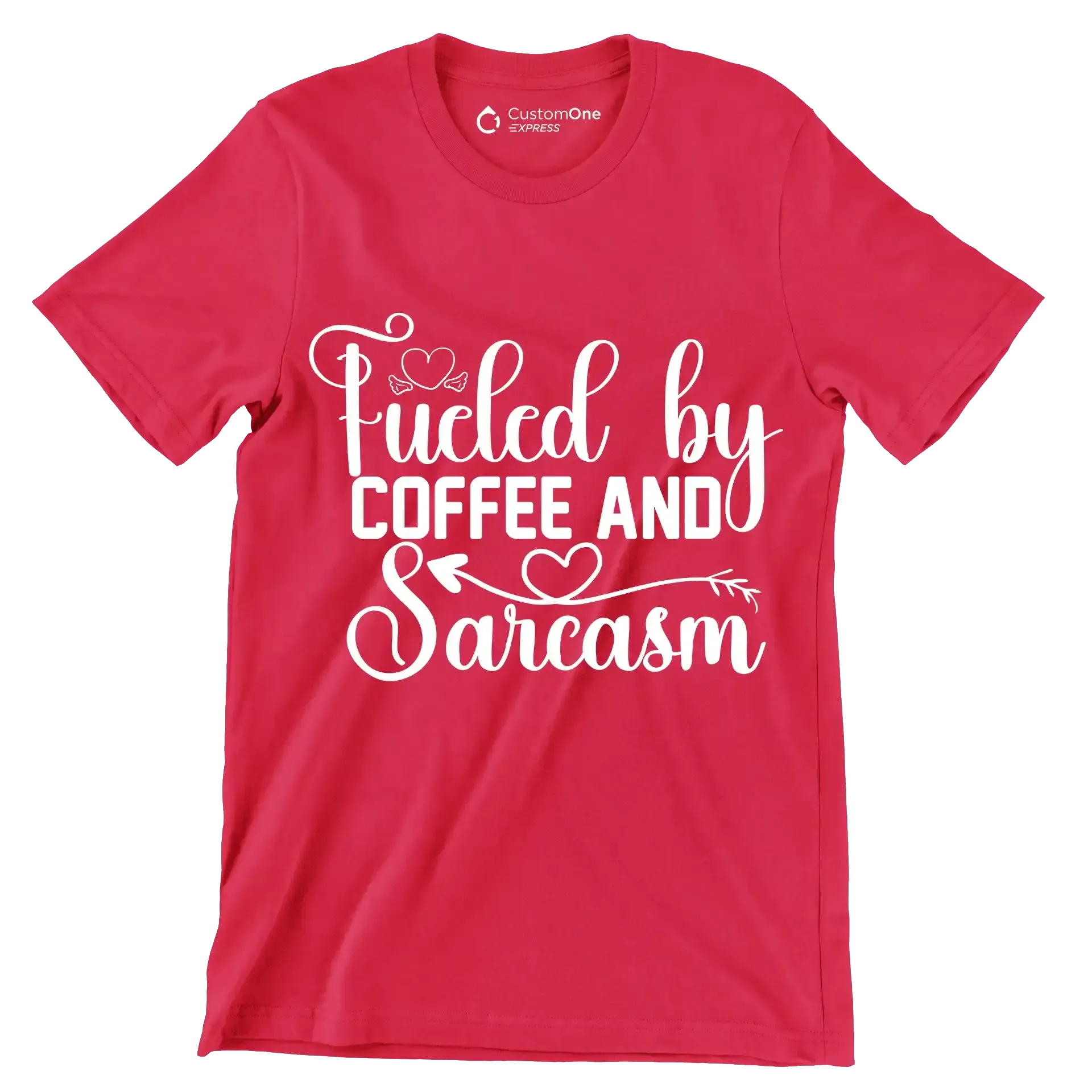 Fueled by coffee and sarcasm - Sarcasm Themed T-Shirt-Red-S-Custom One Express