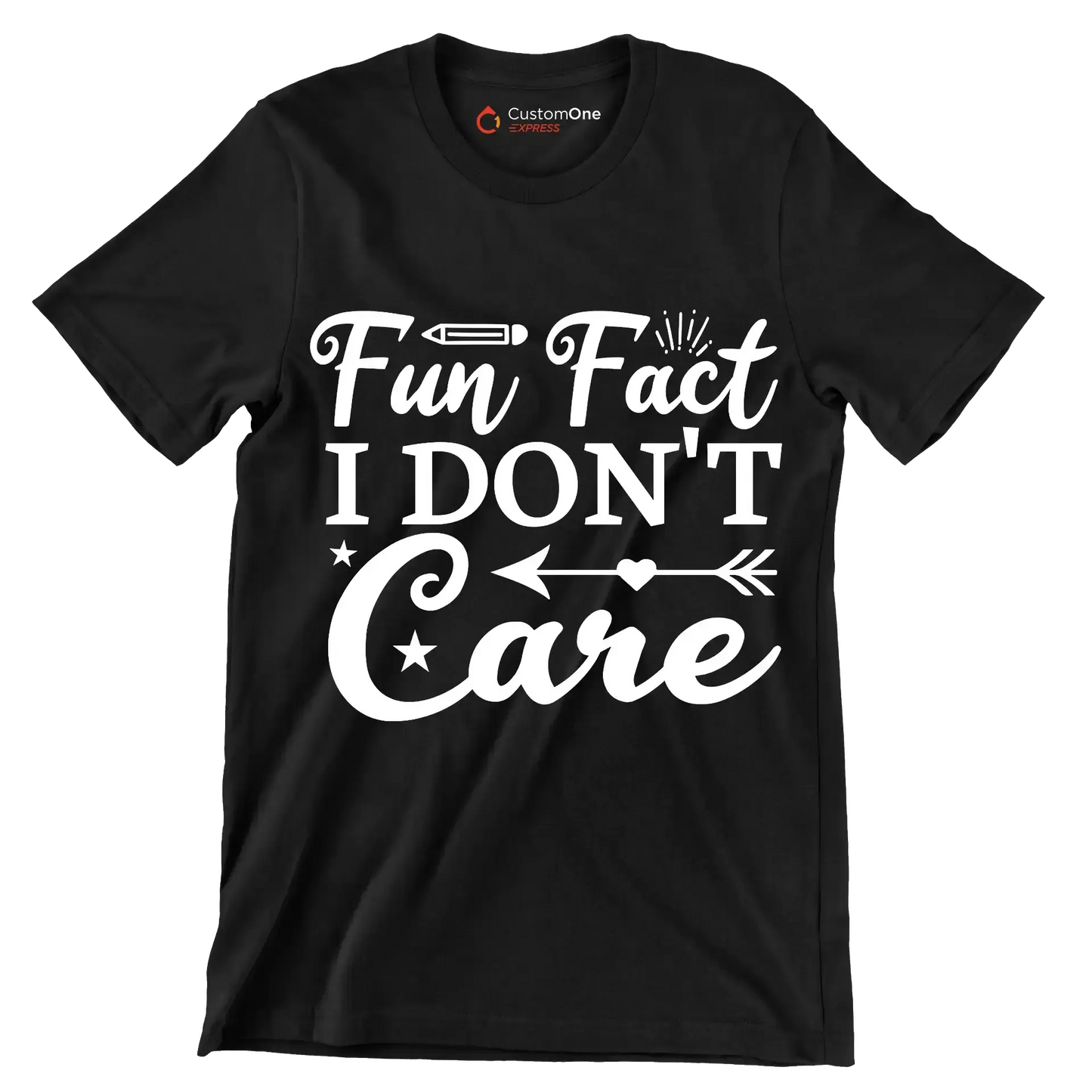 Fun fact I don't care - Sarcasm Themed T-Shirt-Black-S-Custom One Express