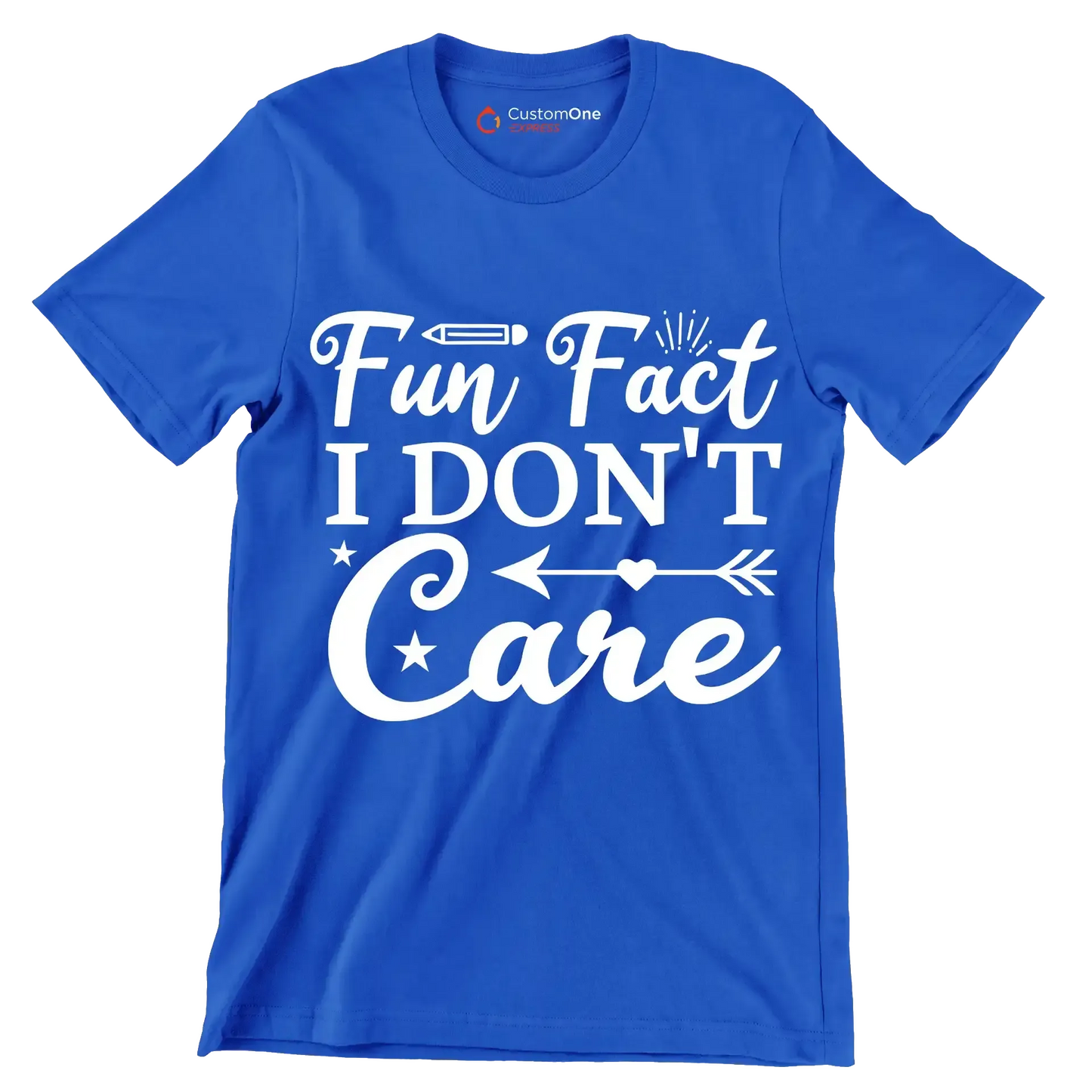 Fun fact I don't care - Sarcasm Themed T-Shirt-Blue-S-Custom One Express