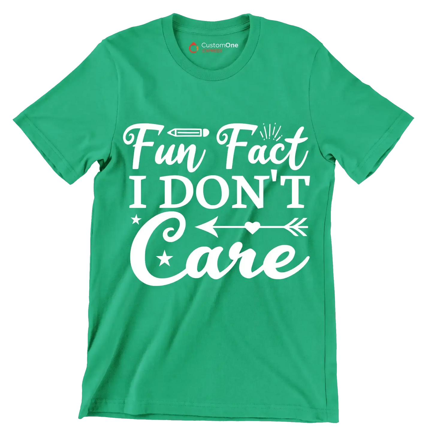 Fun fact I don't care - Sarcasm Themed T-Shirt-Green-S-Custom One Express