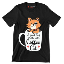 Funny Cat Coffee Mug Cat - Cat Themed T-Shirt-Black-S-Custom One Express