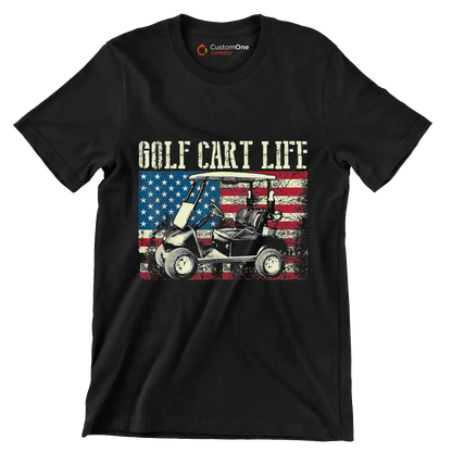 GOLF CART LIFE - Golf Themed T-Shirt-Black-S-Custom One Express