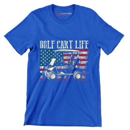 GOLF CART LIFE - Golf Themed T-Shirt-Blue-S-Custom One Express