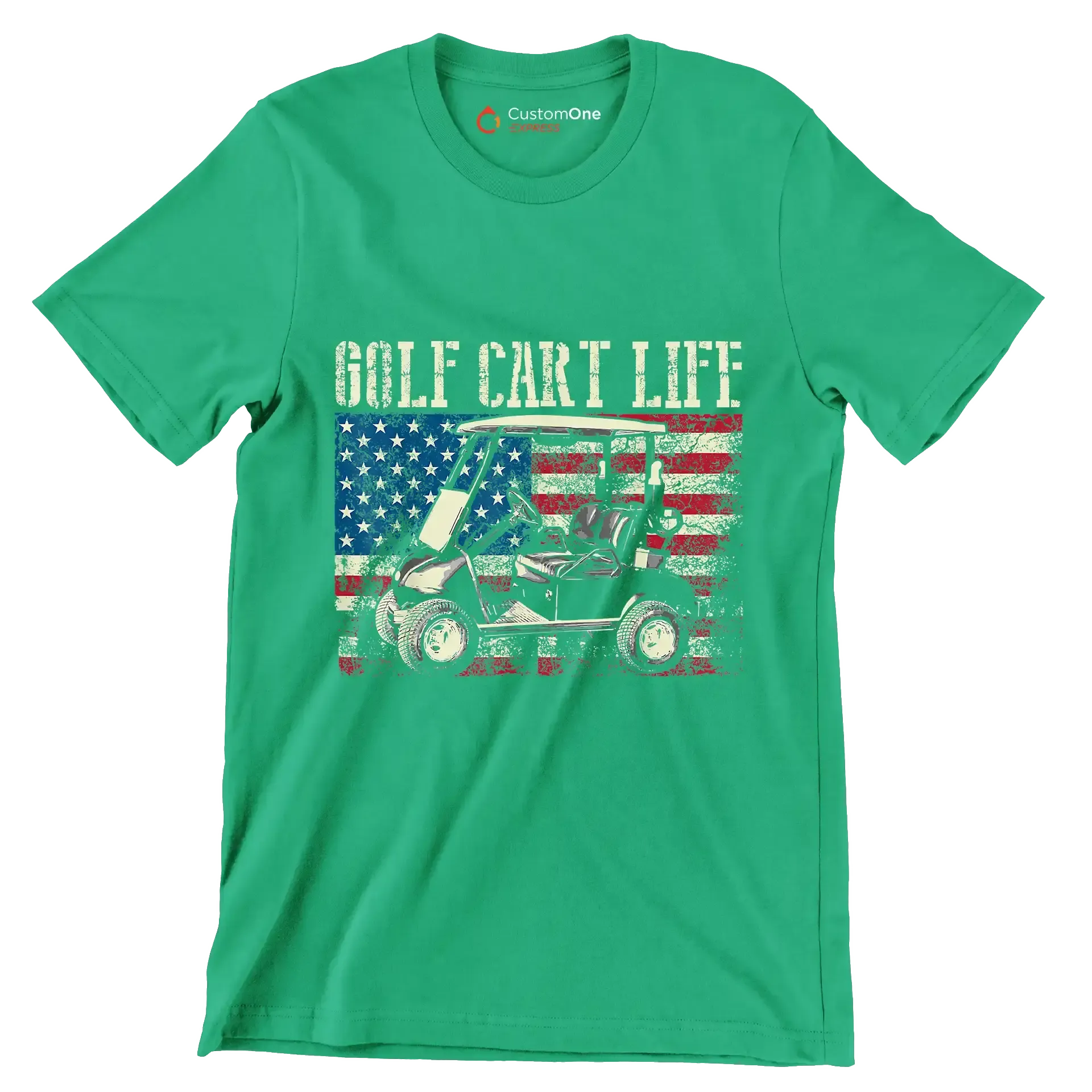GOLF CART LIFE - Golf Themed T-Shirt-Green-S-Custom One Express