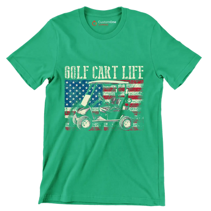 GOLF CART LIFE - Golf Themed T-Shirt-Green-S-Custom One Express