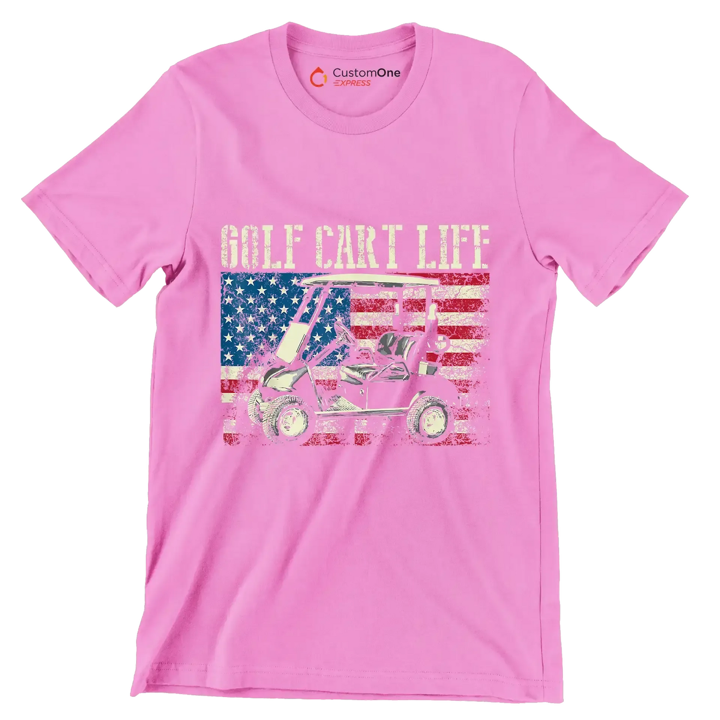 GOLF CART LIFE - Golf Themed T-Shirt-Pink-S-Custom One Express