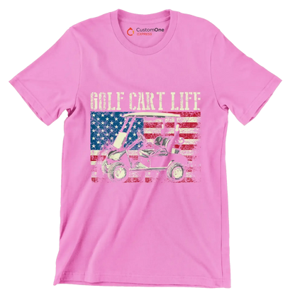 GOLF CART LIFE - Golf Themed T-Shirt-Pink-S-Custom One Express