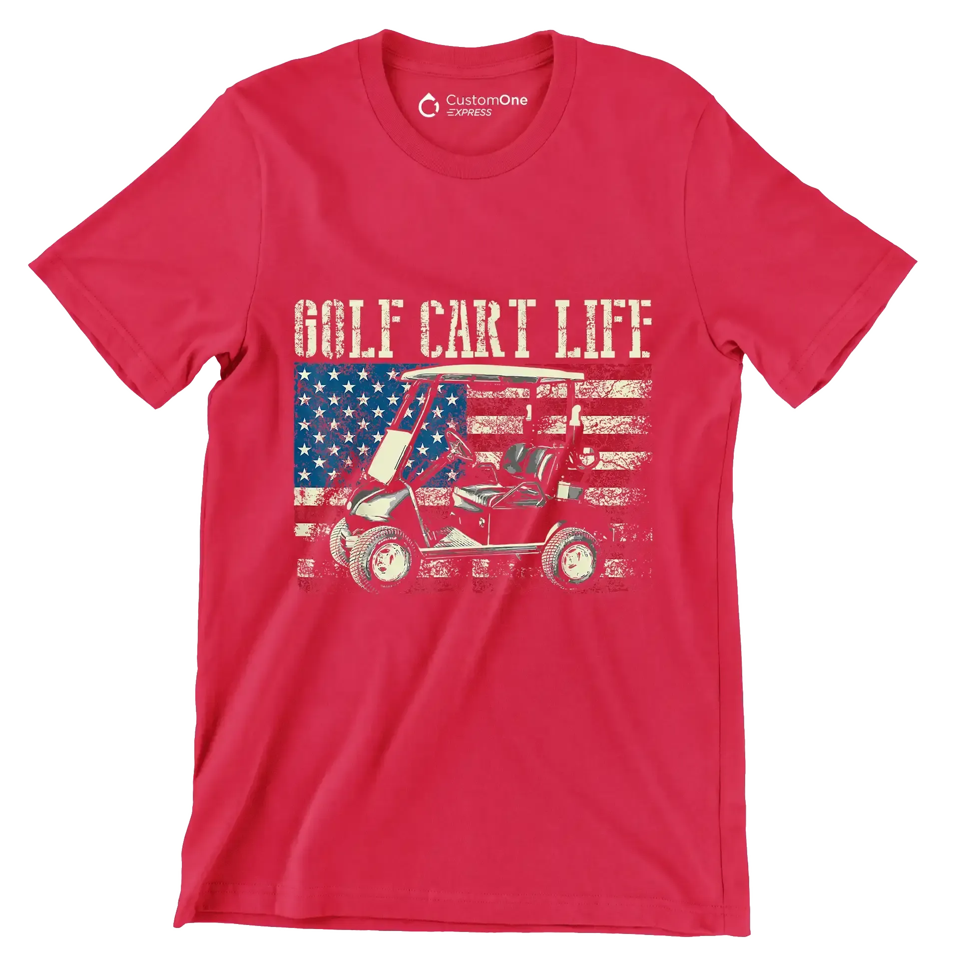 GOLF CART LIFE - Golf Themed T-Shirt-Red-S-Custom One Express