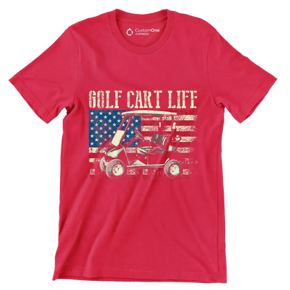 GOLF CART LIFE - Golf Themed T-Shirt-Red-S-Custom One Express