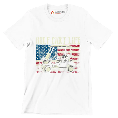 GOLF CART LIFE - Golf Themed T-Shirt-White-S-Custom One Express