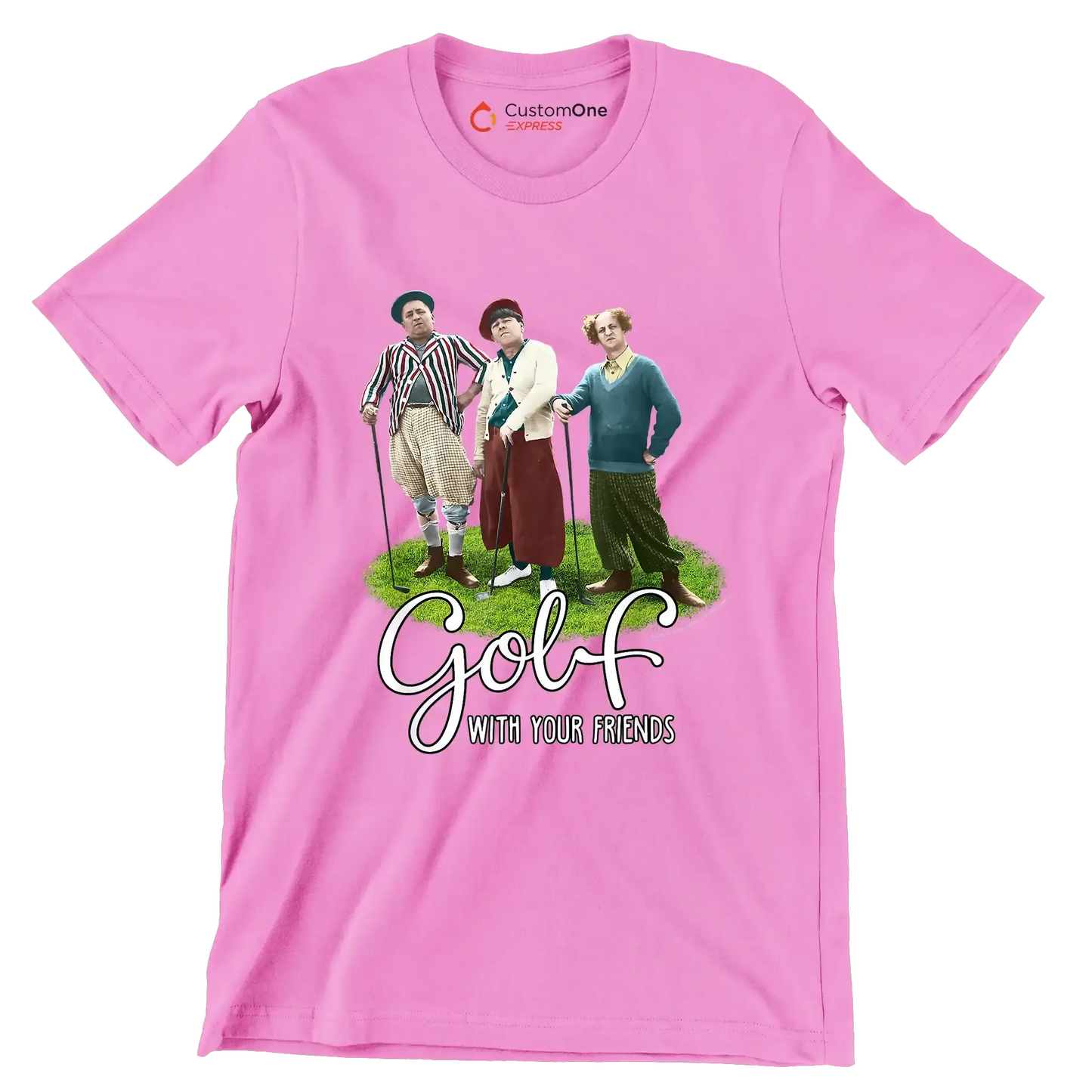 GOLF WITH YOUR FRIENDS - Golf Themed T-Shirt-Pink-S-Custom One Express