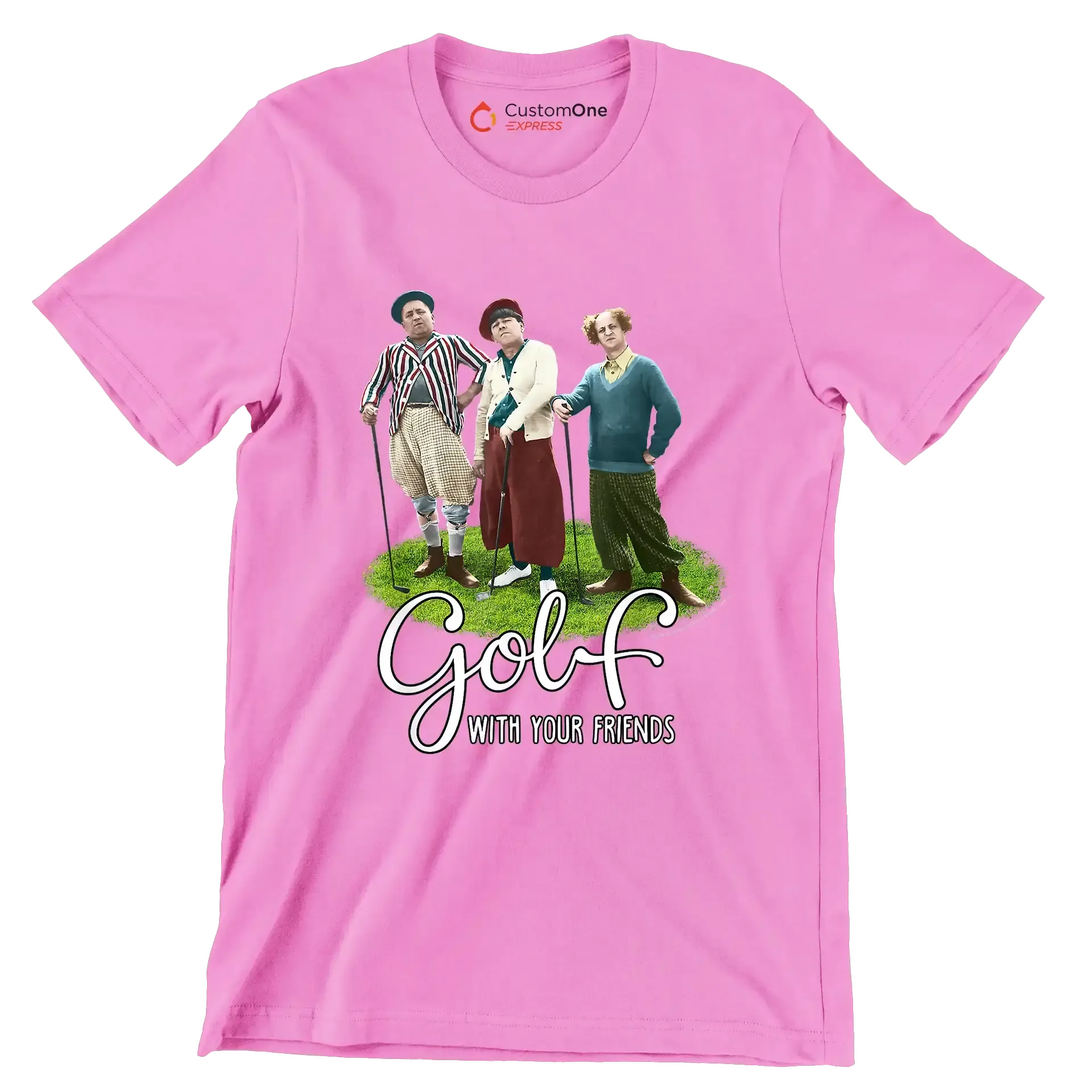 GOLF WITH YOUR FRIENDS - Golf Themed T-Shirt-Pink-S-Custom One Express