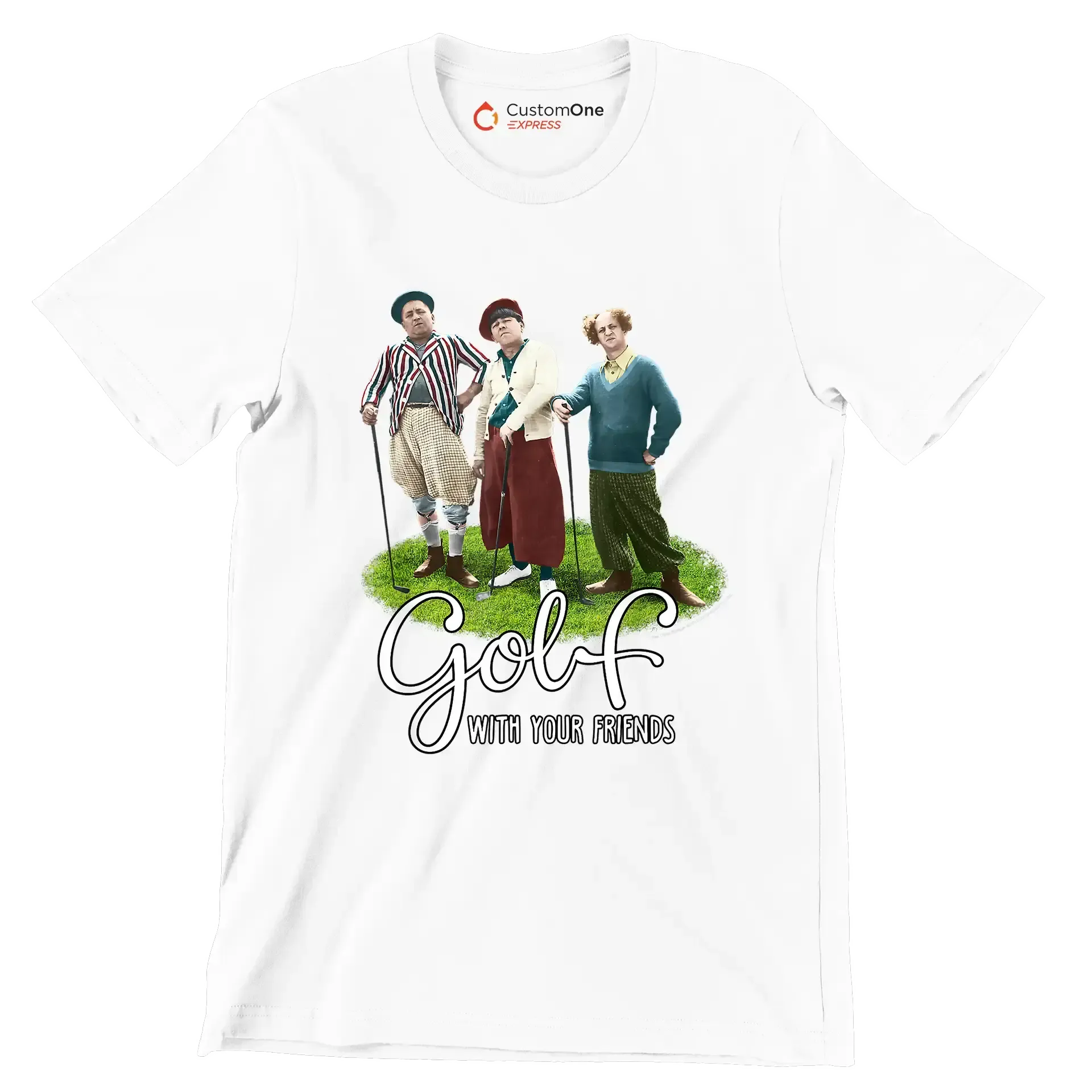 GOLF WITH YOUR FRIENDS - Golf Themed T-Shirt-White-S-Custom One Express