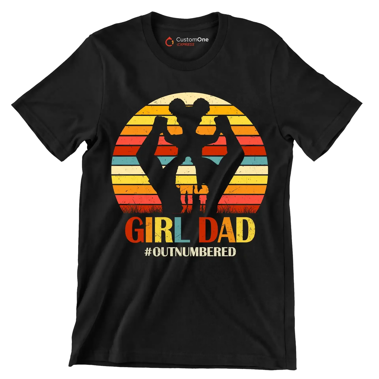 Girl Dad - Father’s Day T-Shirt-Black-S-Custom One Express