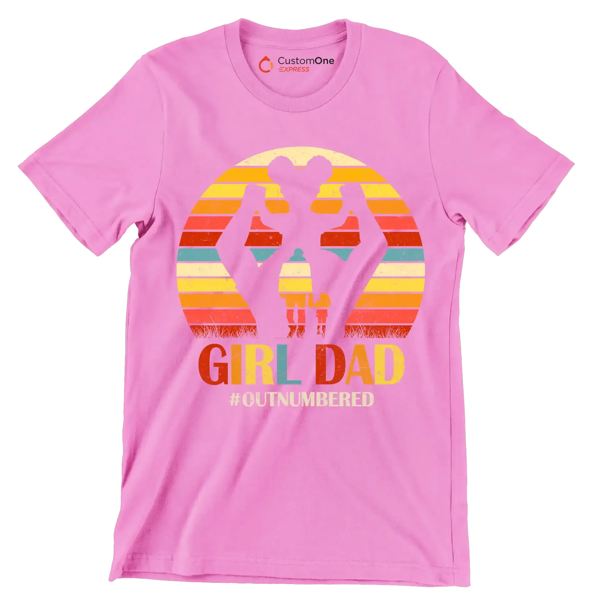 Girl Dad - Father’s Day T-Shirt-Pink-S-Custom One Express