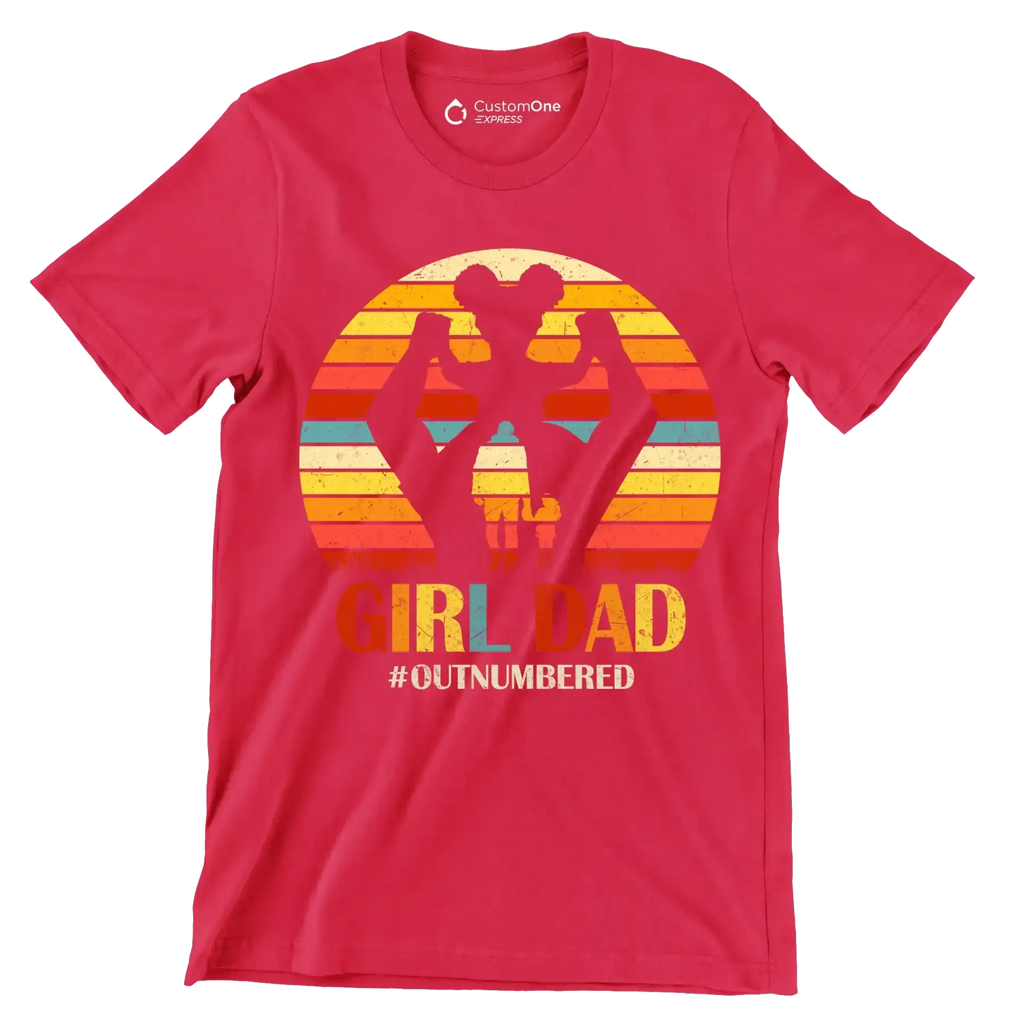 Girl Dad - Father’s Day T-Shirt-Red-S-Custom One Express