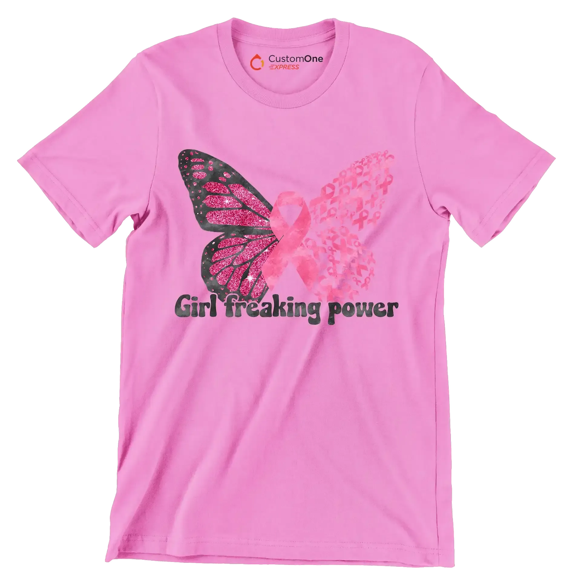 Girl Freaking Power - Breast Cancer Awareness T-Shirt-Pink-S-Custom One Express