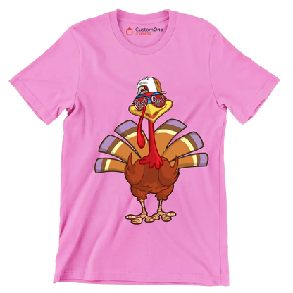 Give thanks, Gobble - Thanksgiving Themed T-Shirt-Pink-S-Custom One Express