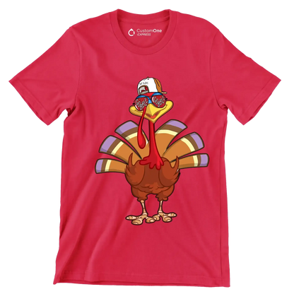 Give thanks, Gobble - Thanksgiving Themed T-Shirt-Red-S-Custom One Express